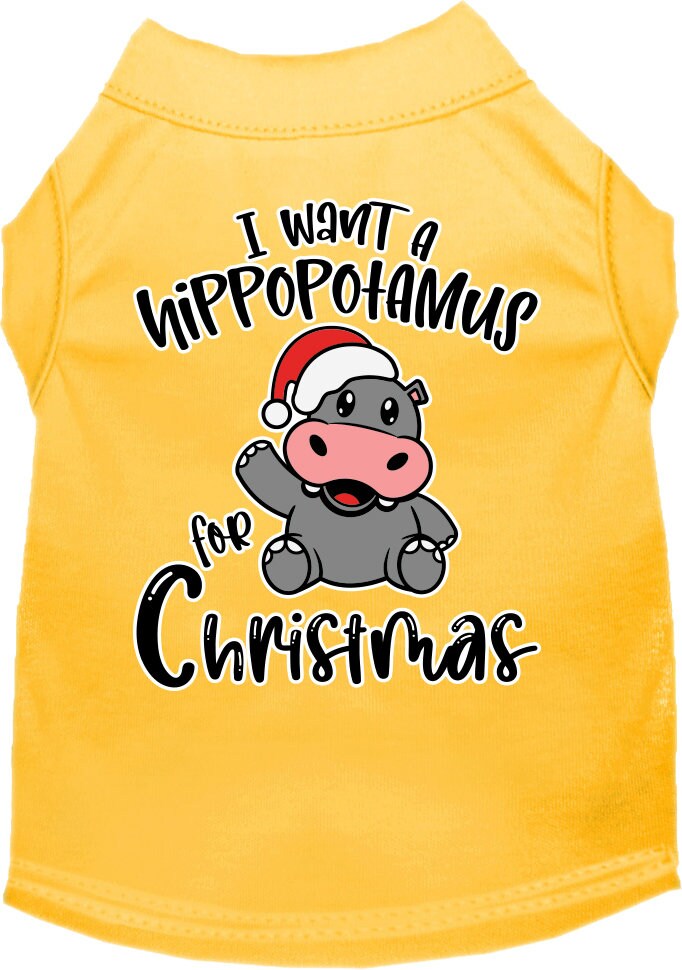 Pet Dog & Cat Shirt Printed, "I Want A Hippopotamus For Christmas"