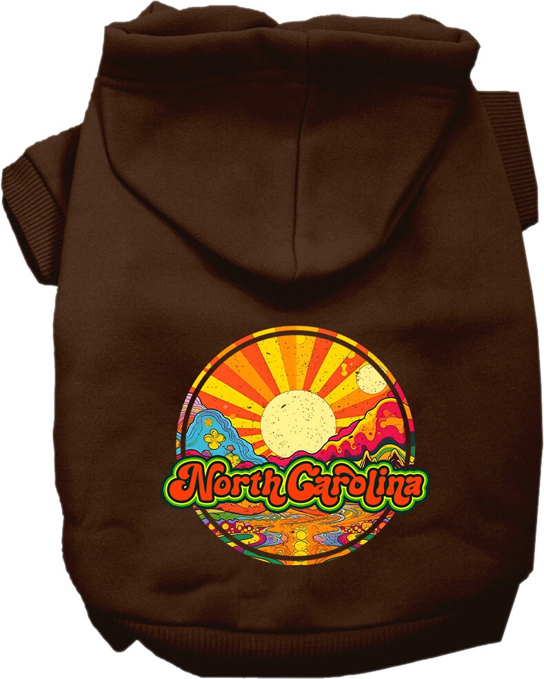 Pet Dog & Cat Screen Printed Hoodie for Medium to Large Pets (Sizes 2XL-6XL), "North Carolina Mellow Mountain"
