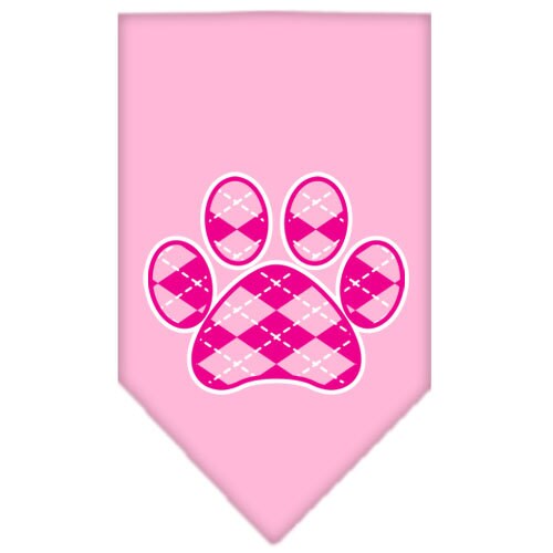 Pet and Dog Bandana Screen Printed,  "Pink Argyle Paw"