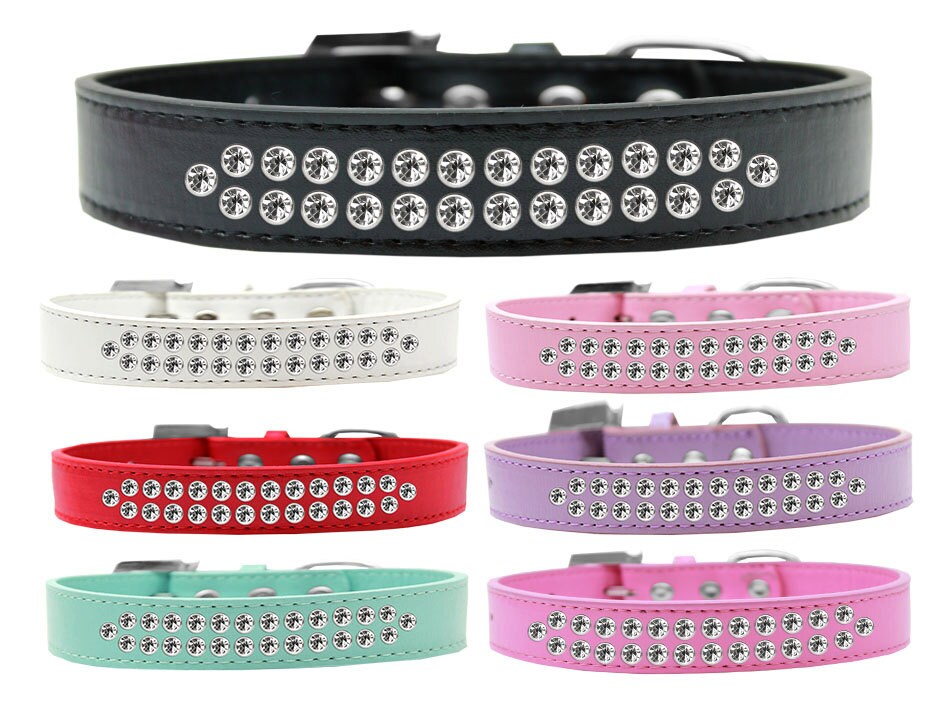 Premium Two Row Rim Set Clear Crystal Collar