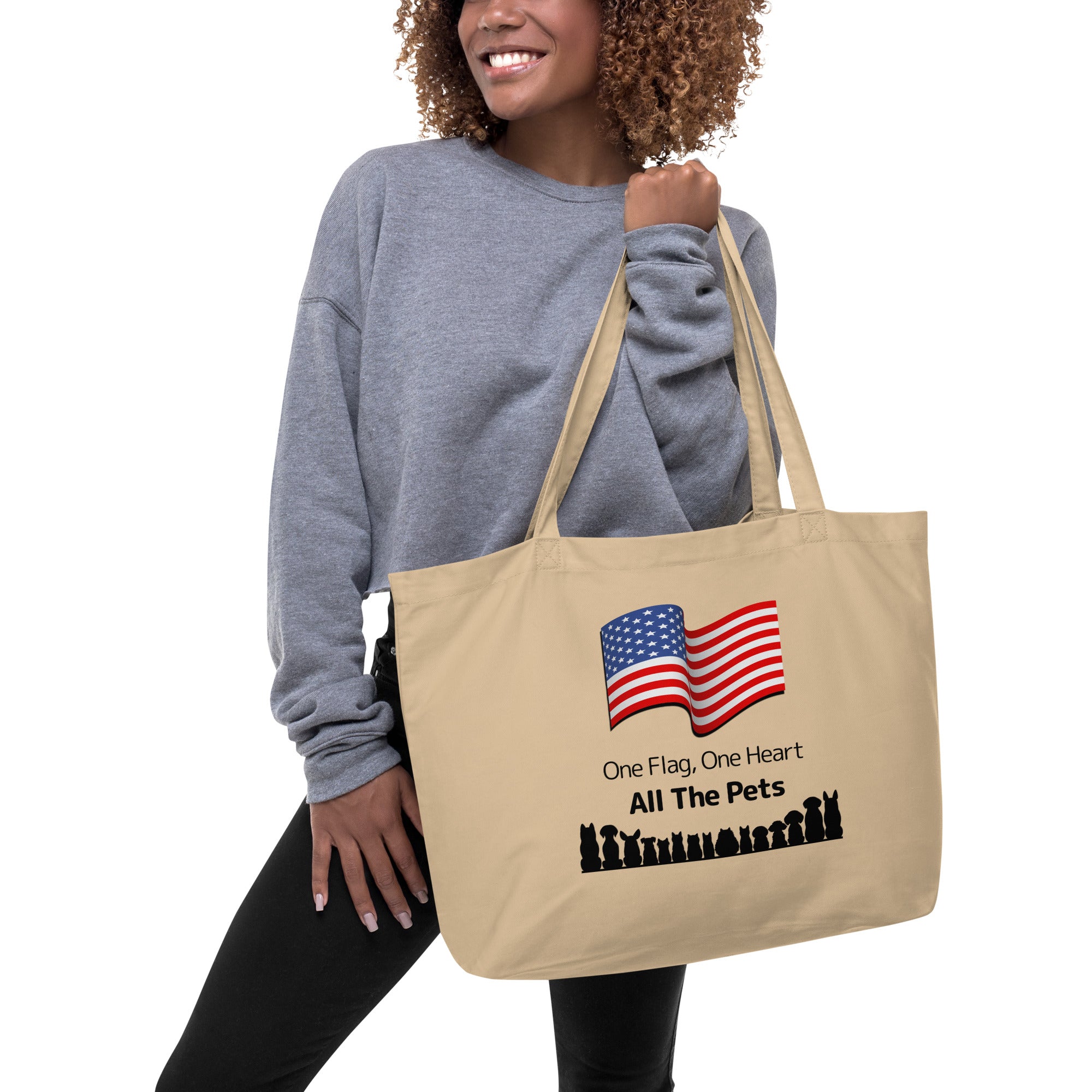 Large One Flag, One Heart, All the Pets Eco Tote Bag