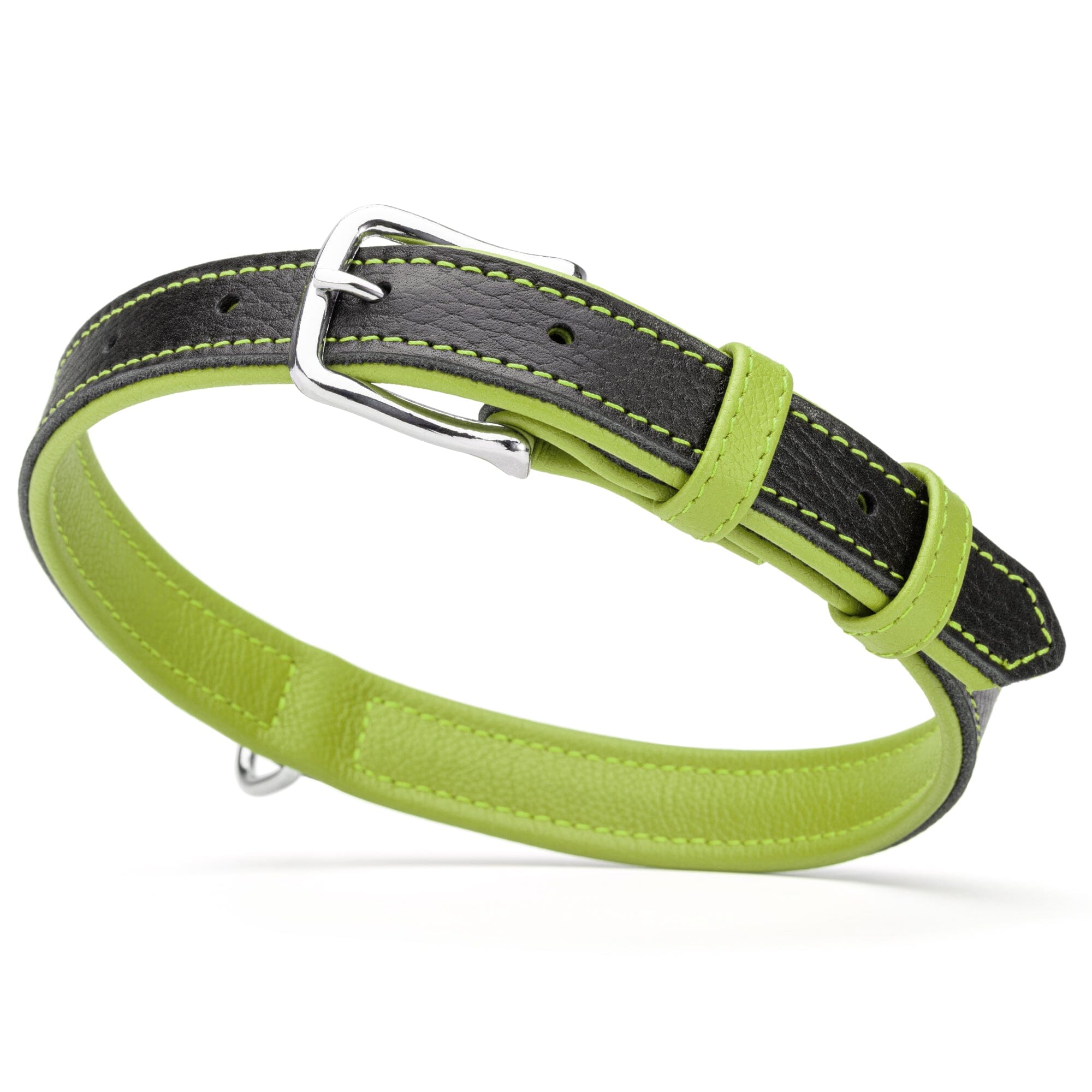 Soft Leather Dual-Color Flat Dog Collar