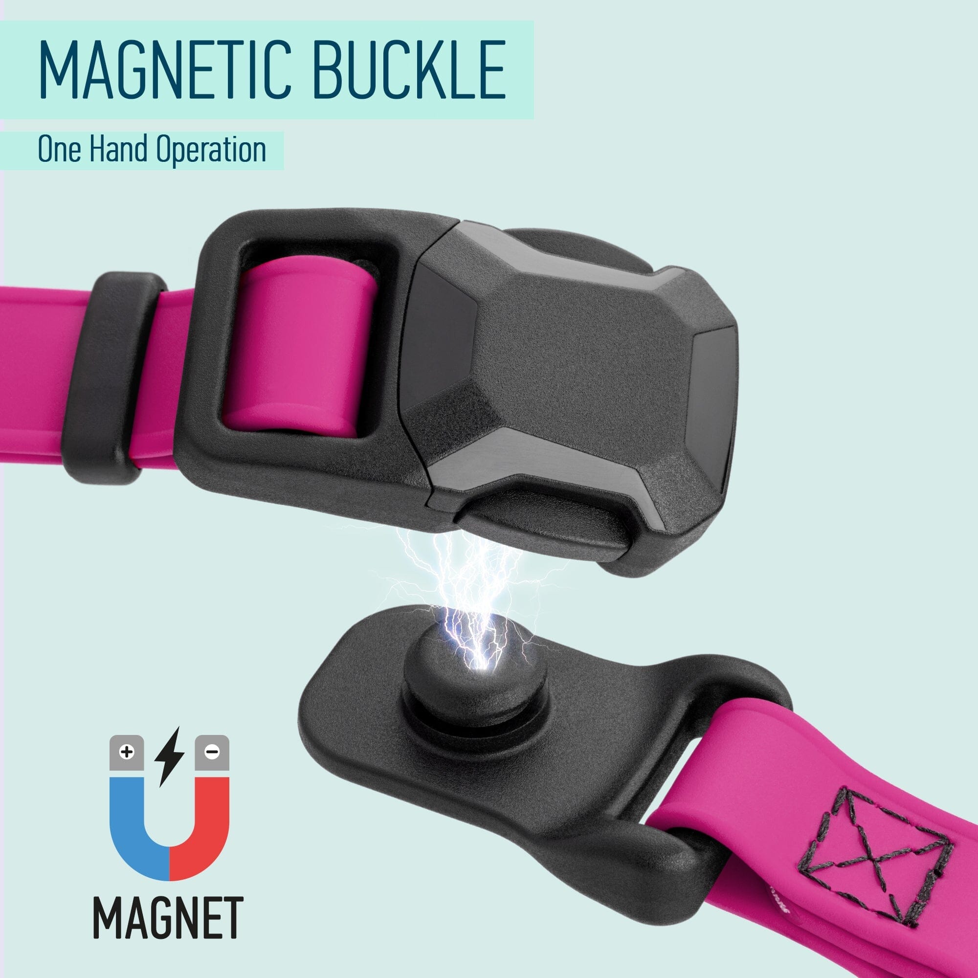 Biothane Waterproof Dog Collar with Magnetic Quick Release Buckle