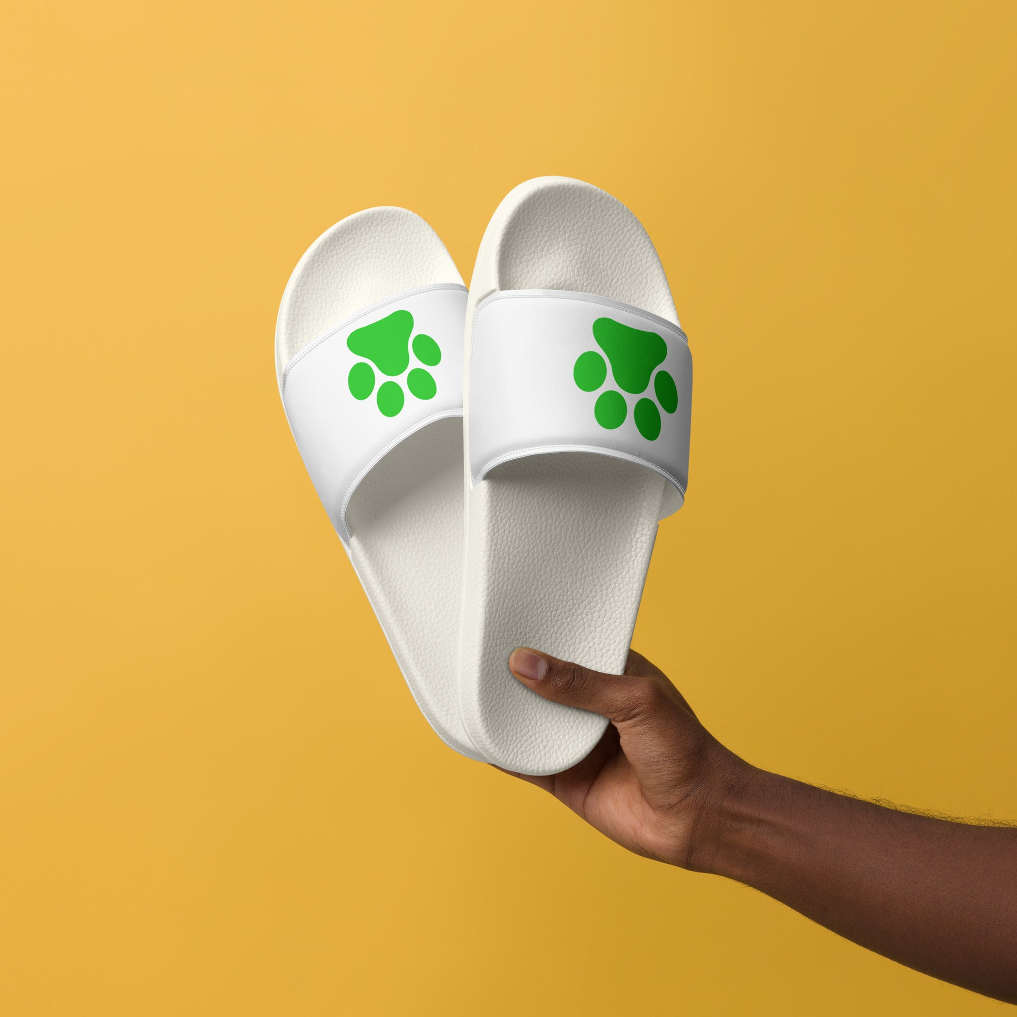 Men’s White Paw Slides