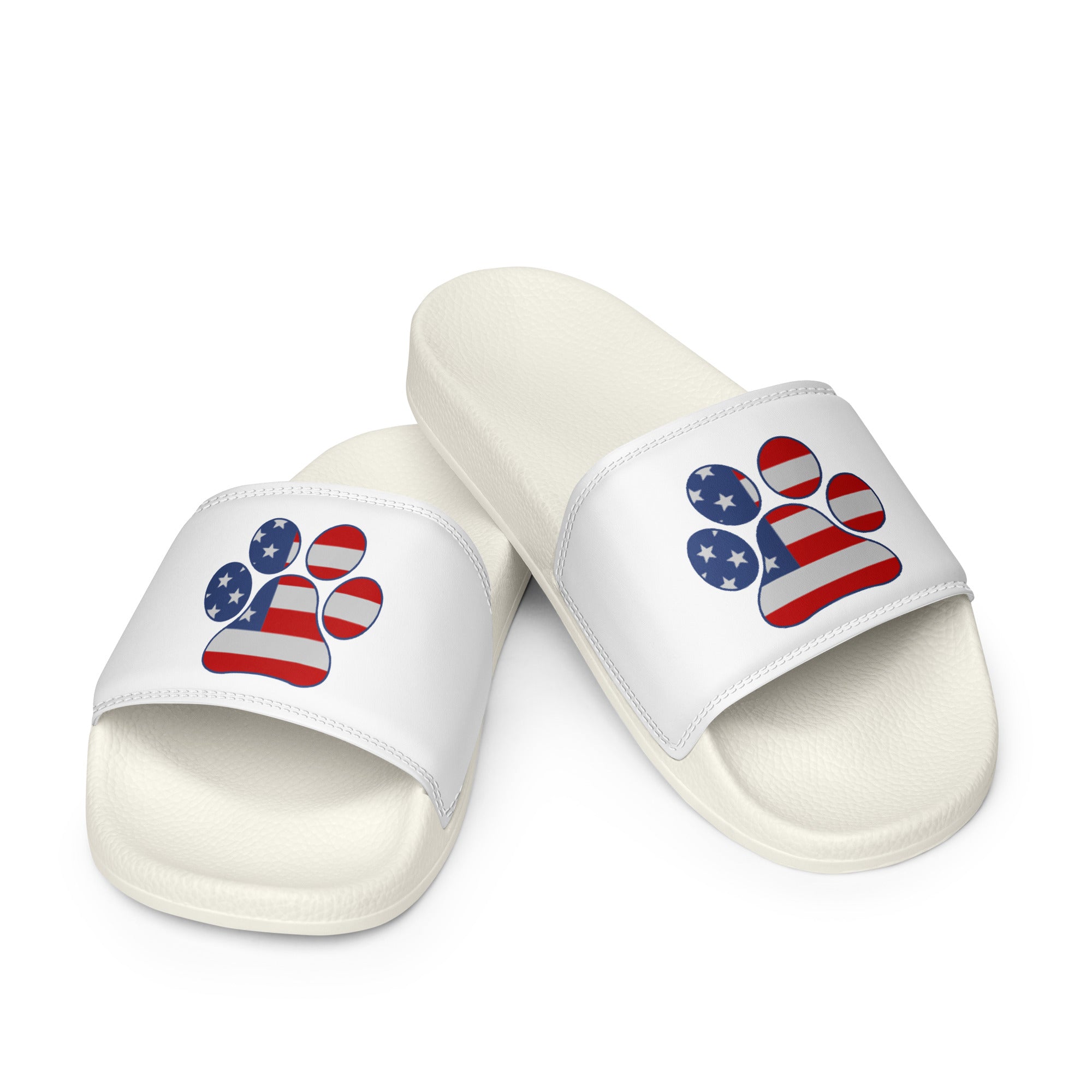 Men’s White Paw Slides