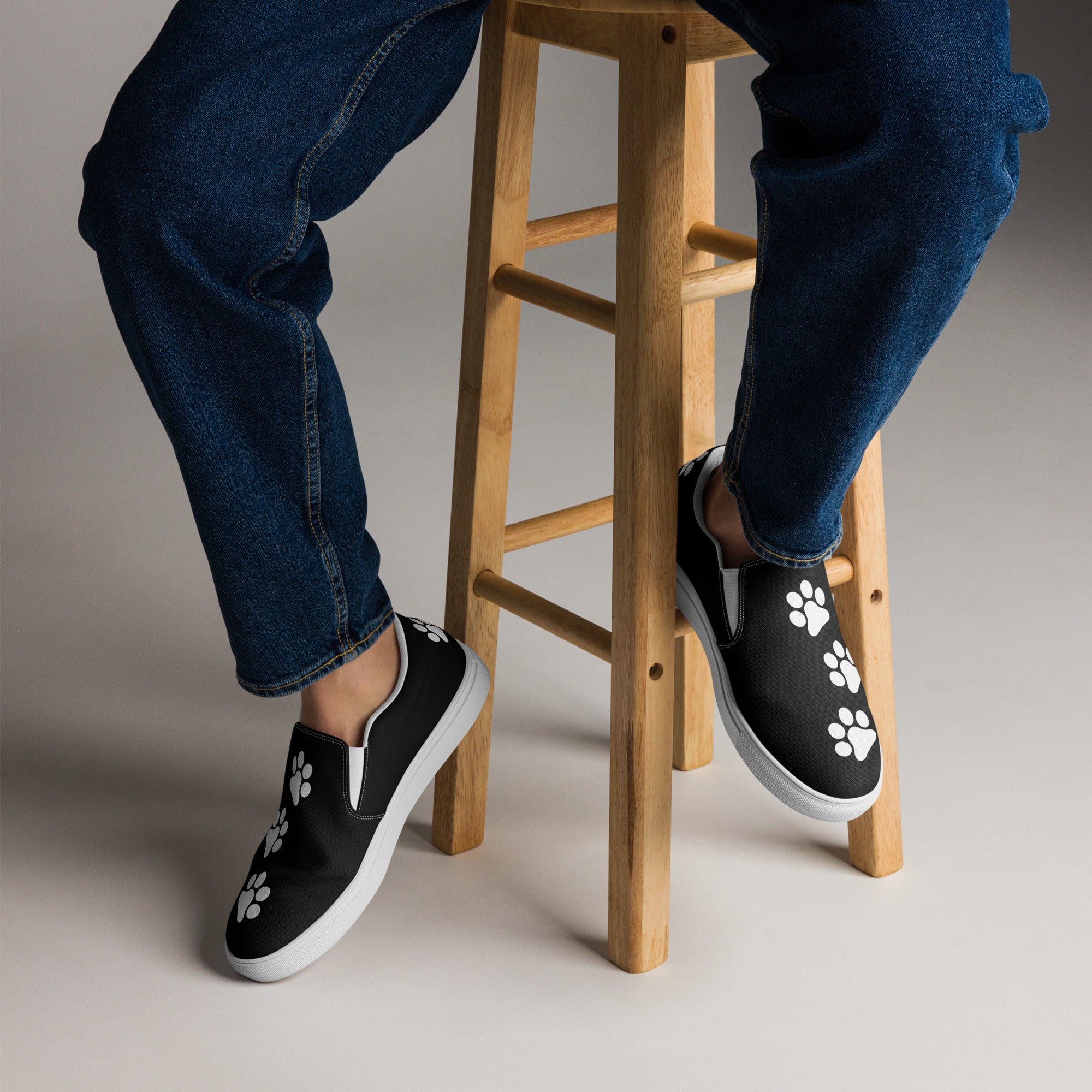 Men’s Black slip-on Paw Print Shoes