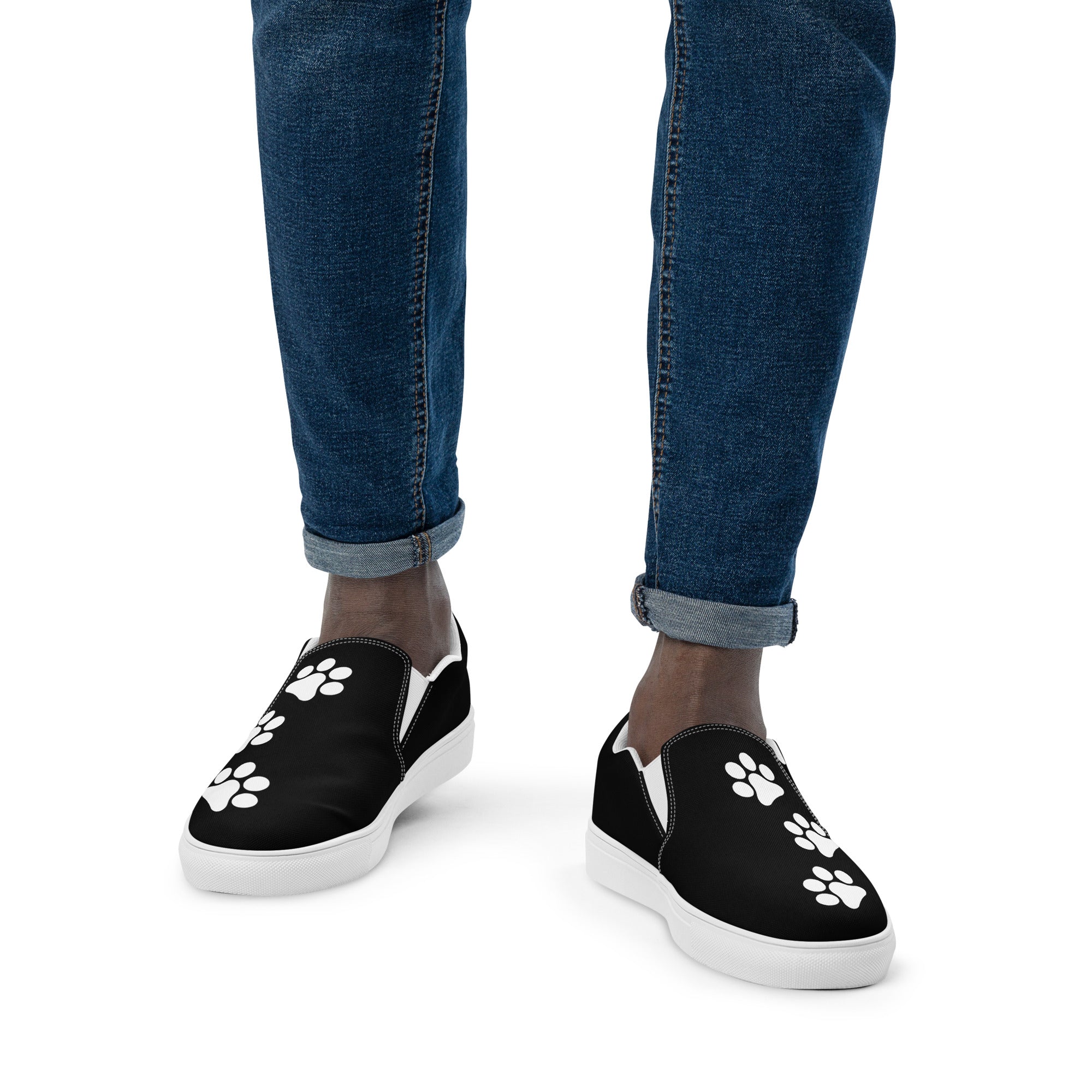 Men’s Black slip-on Paw Print Shoes
