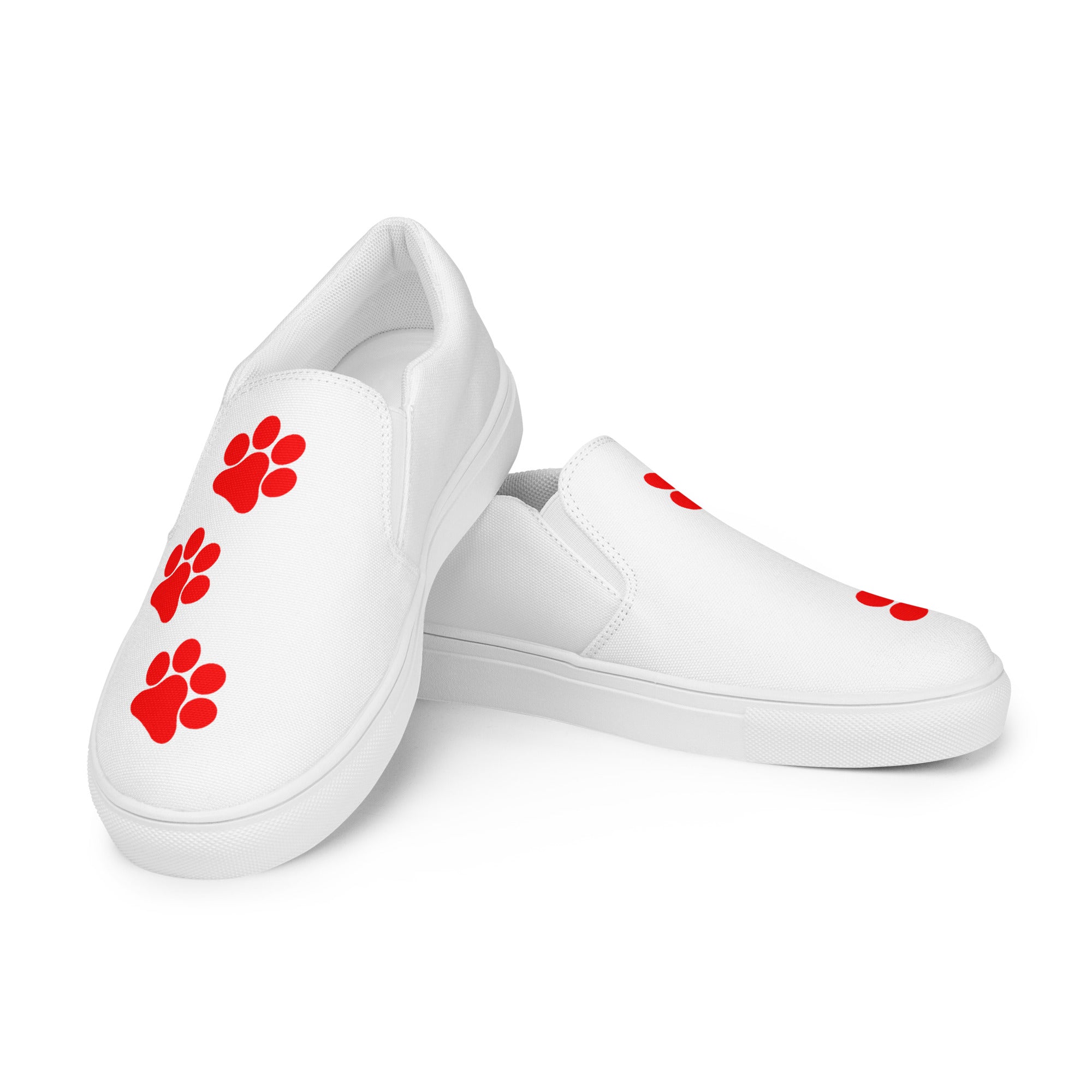 Men’s White slip-on Paw Print Shoes