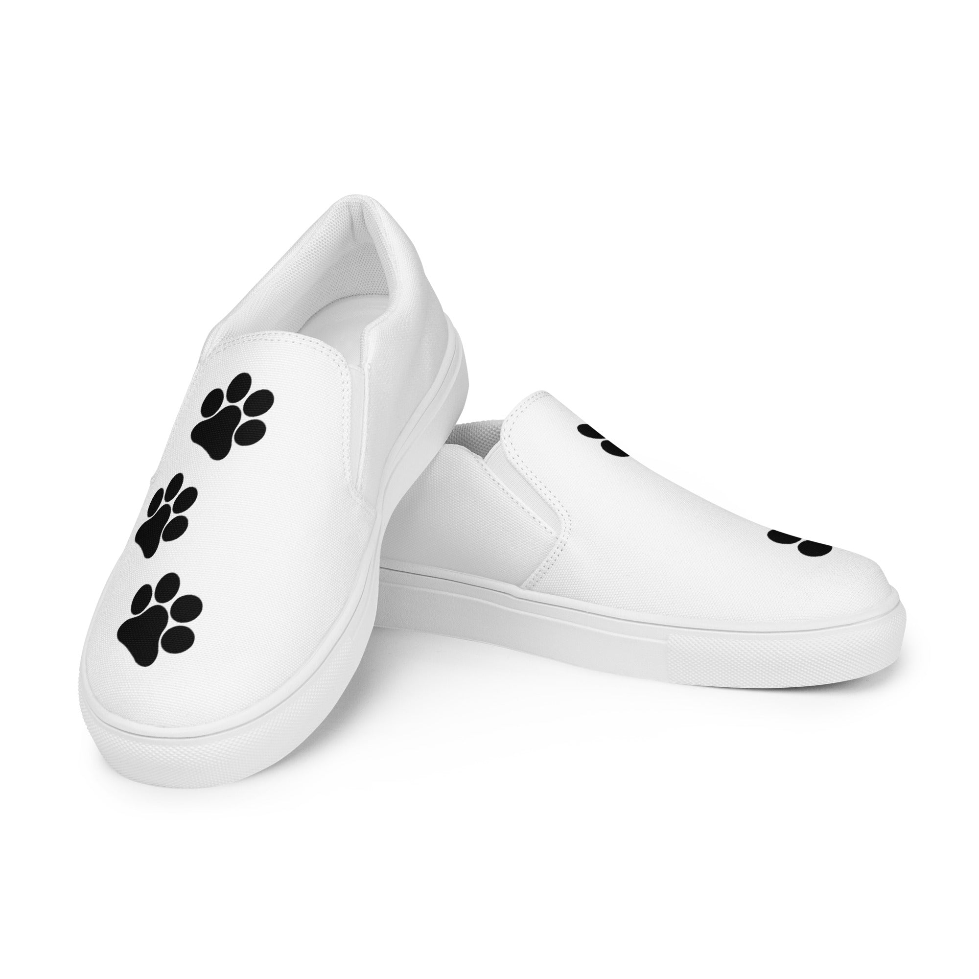 Men’s White slip-on Paw Print Shoes