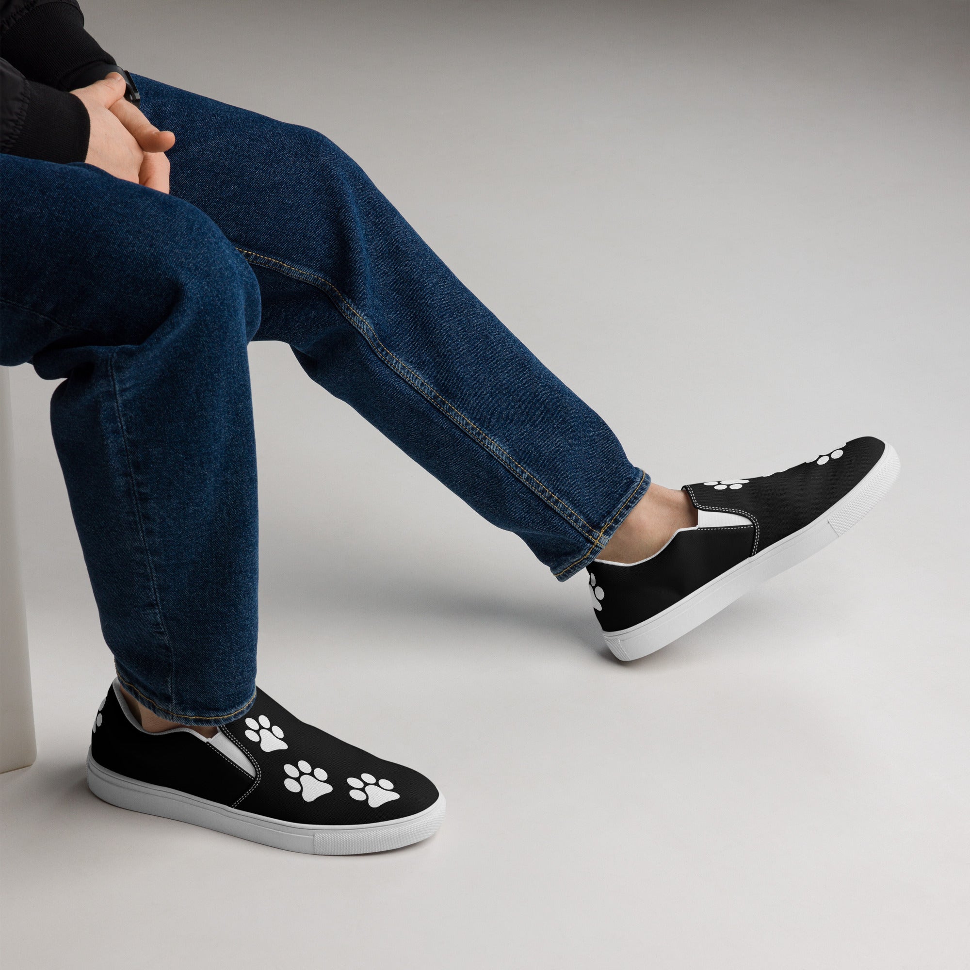 Men’s Black slip-on Paw Print Shoes