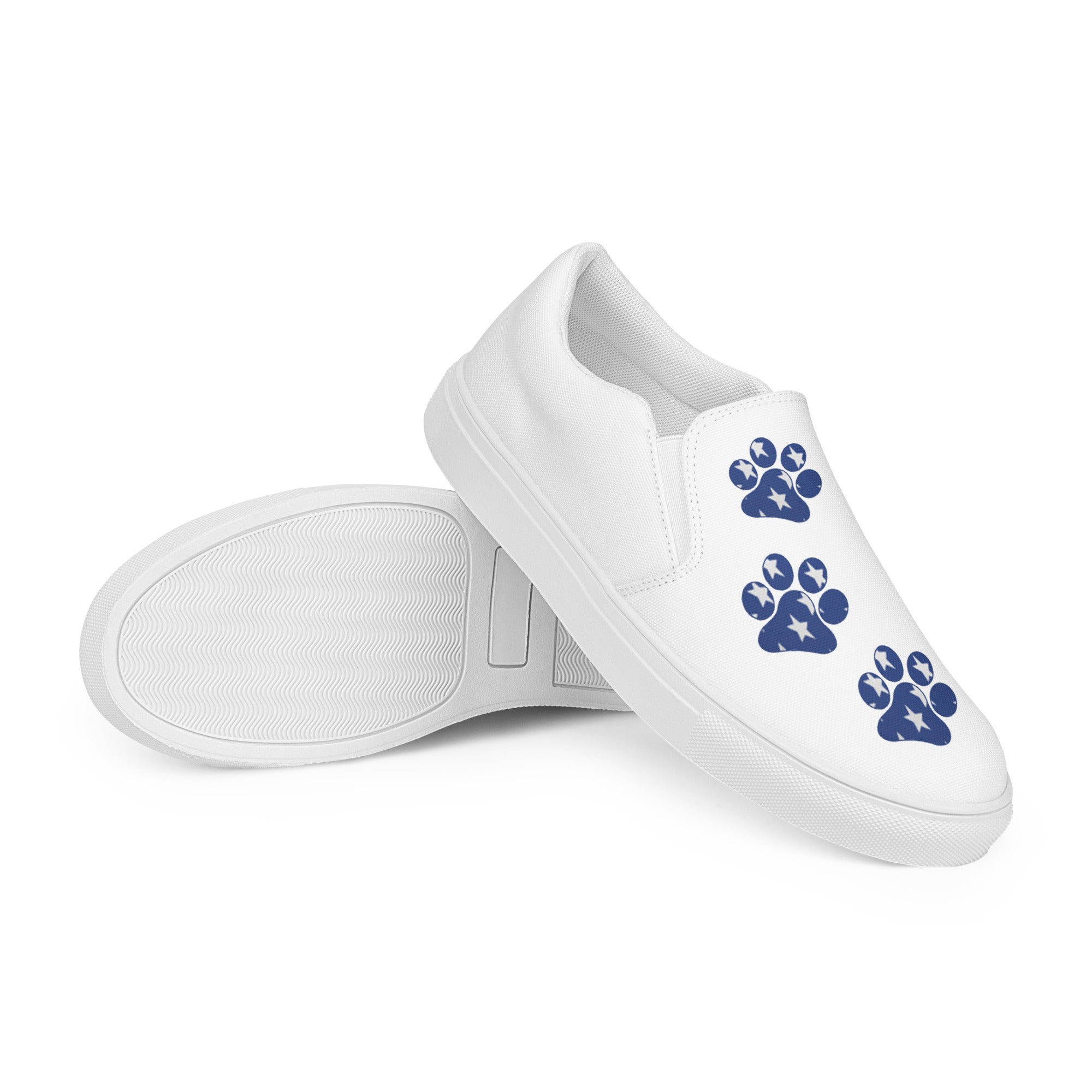 Men’s White slip-on Paw Print Shoes