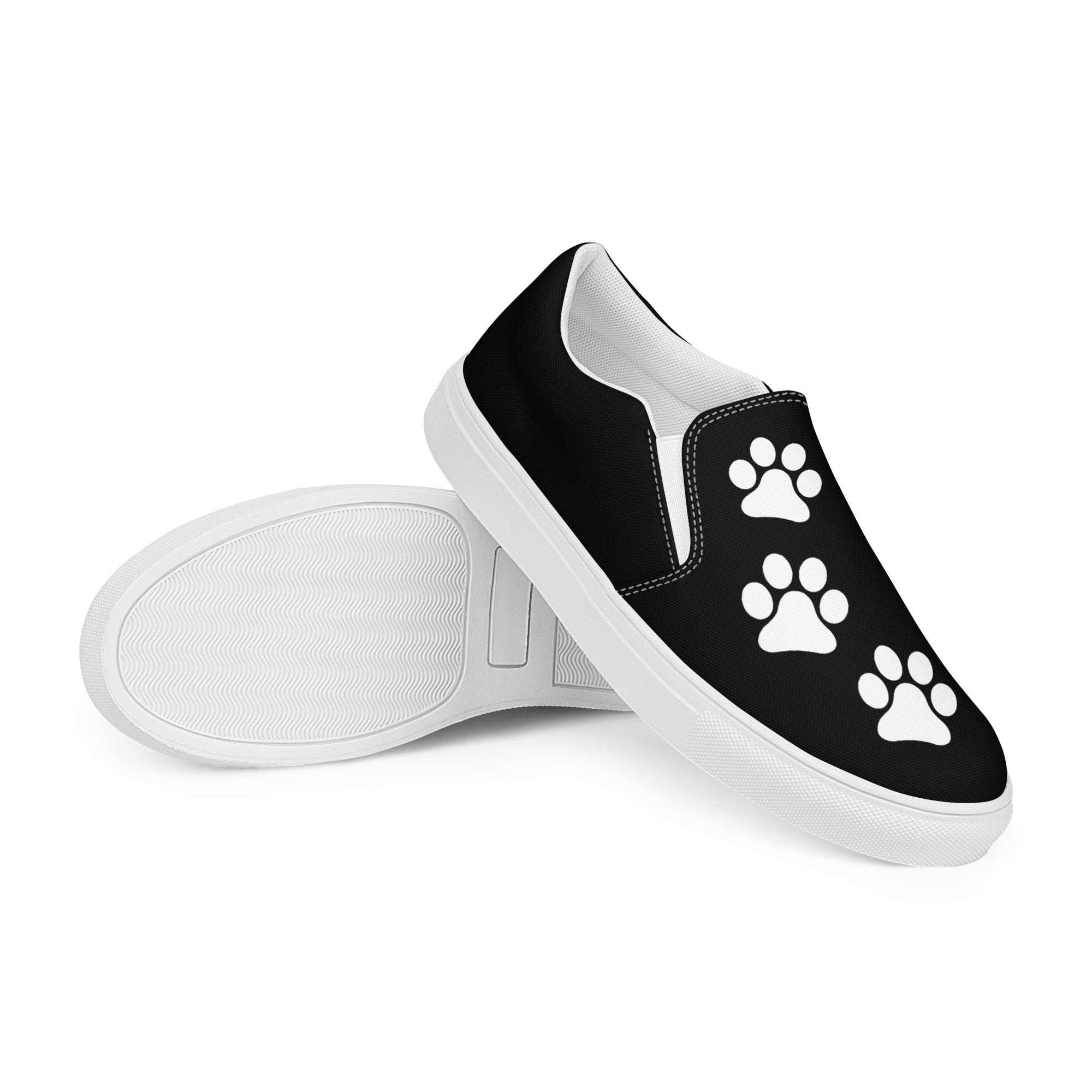 Men’s Black slip-on Paw Print Shoes