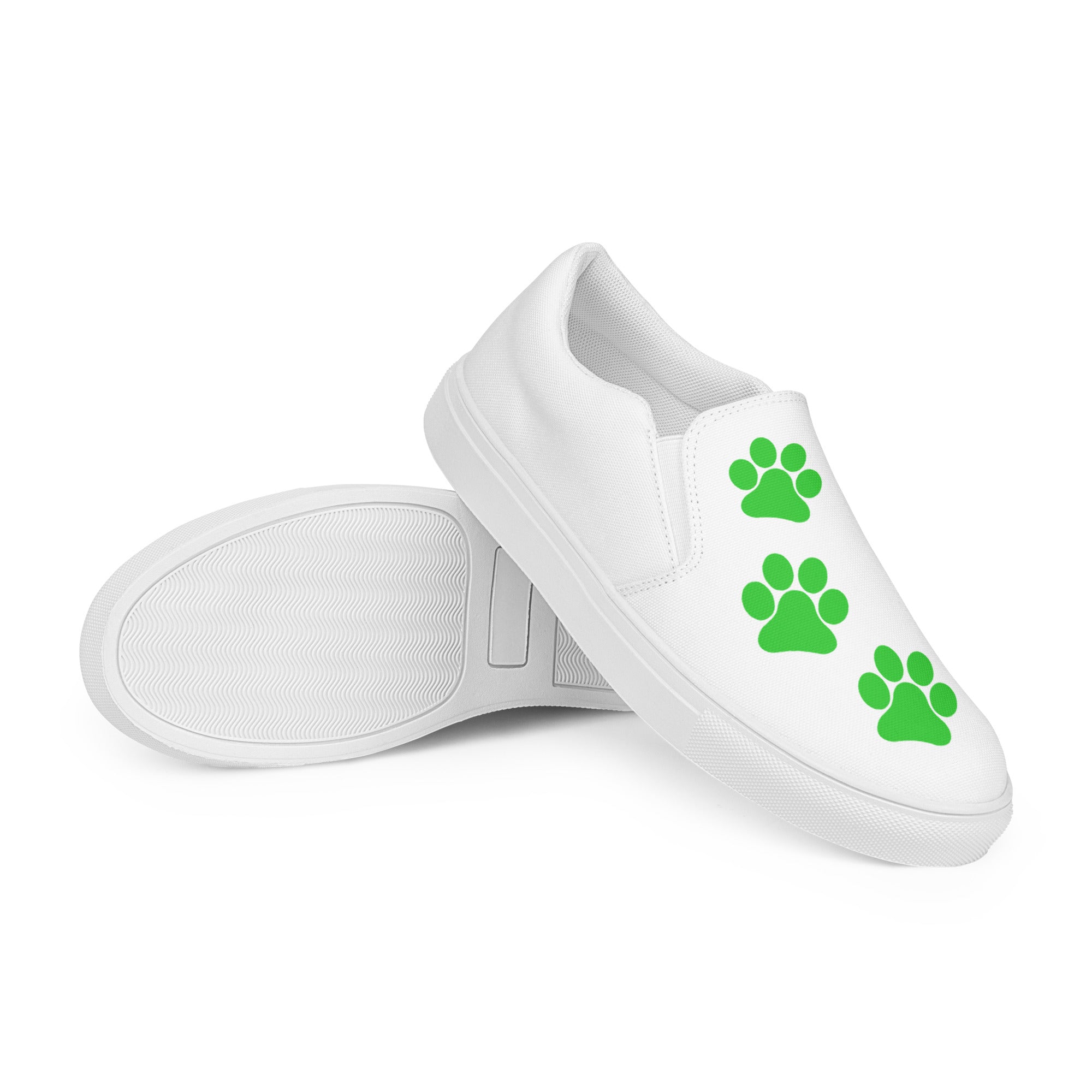 Men’s White slip-on Paw Print Shoes