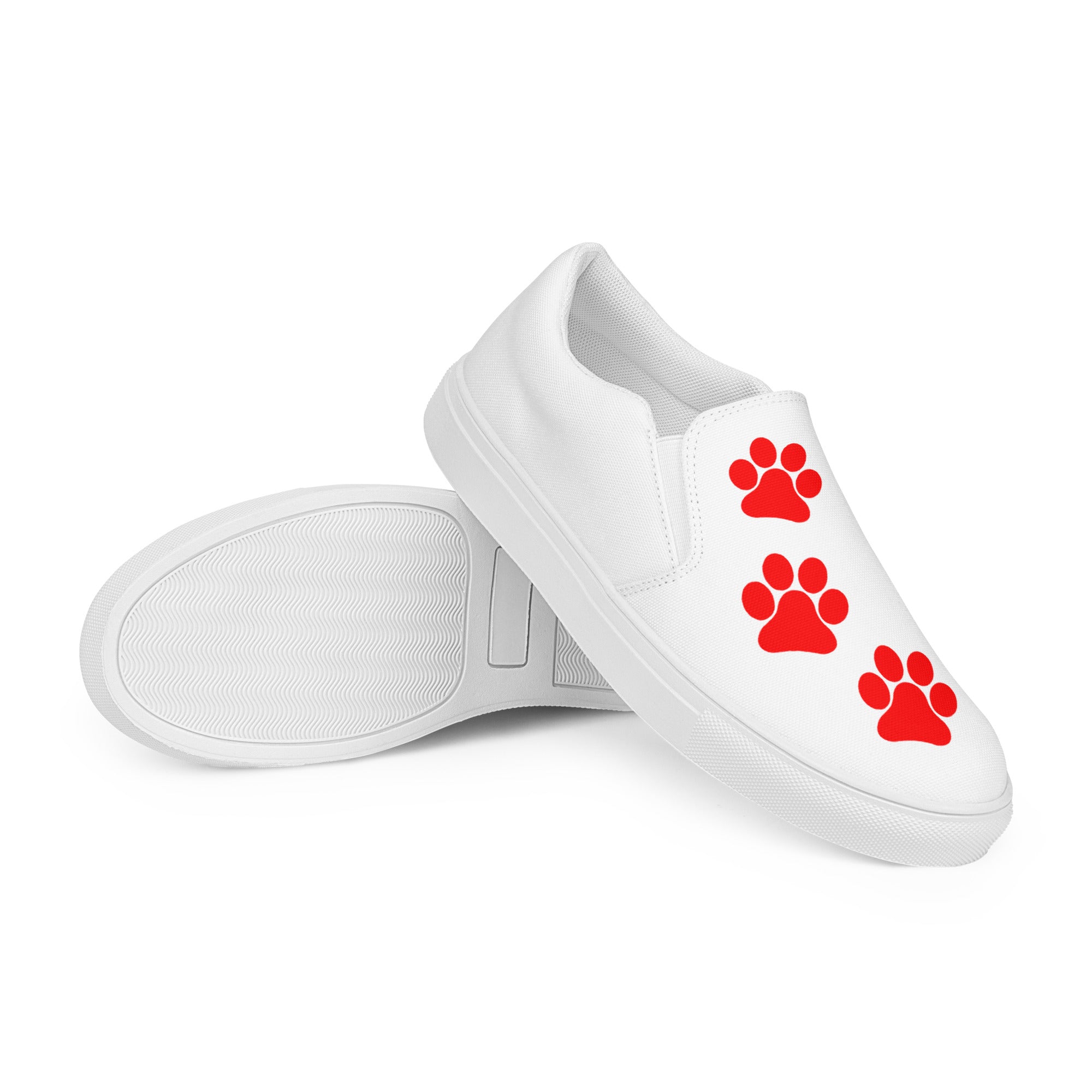 Men’s White slip-on Paw Print Shoes