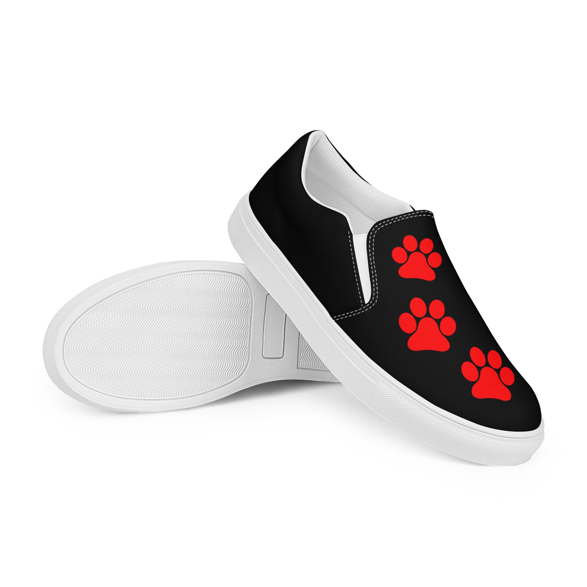 Men’s Black slip-on Paw Print Shoes