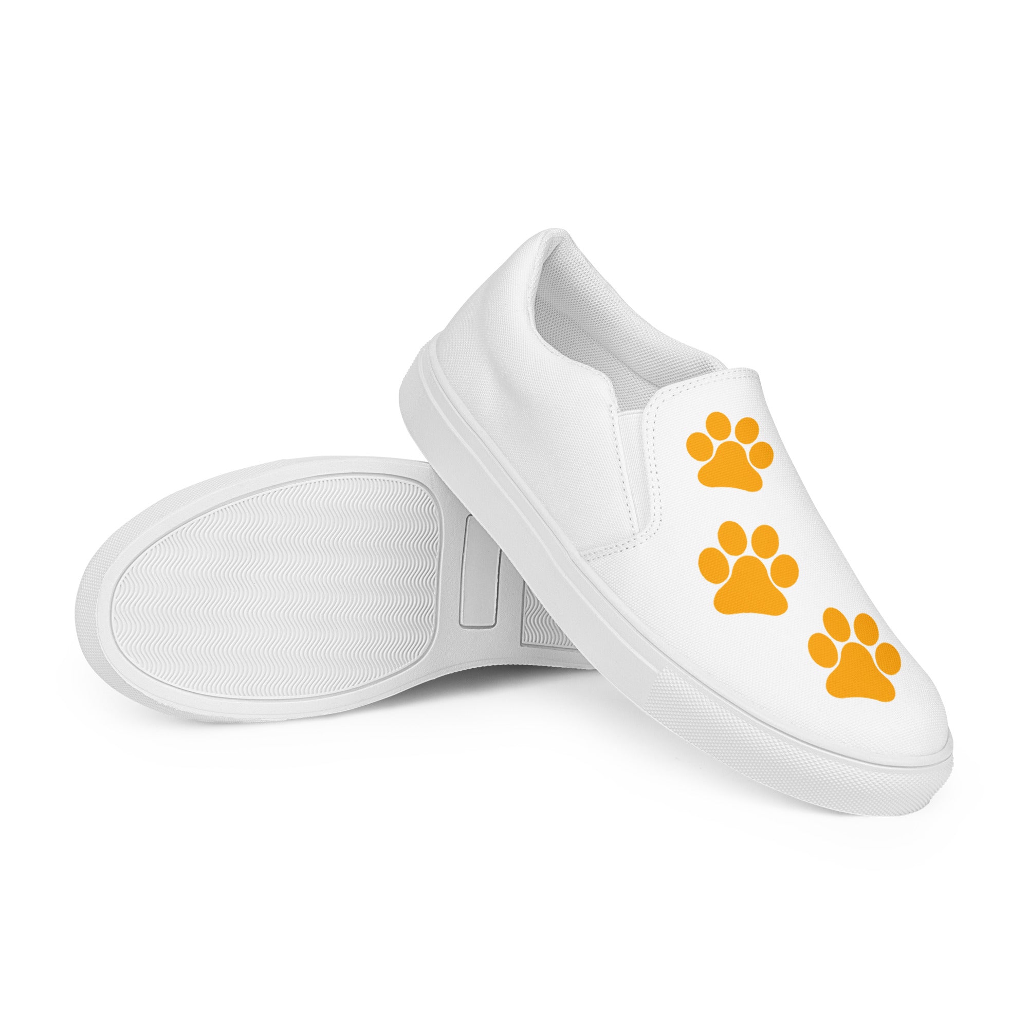 Men’s White slip-on Paw Print Shoes