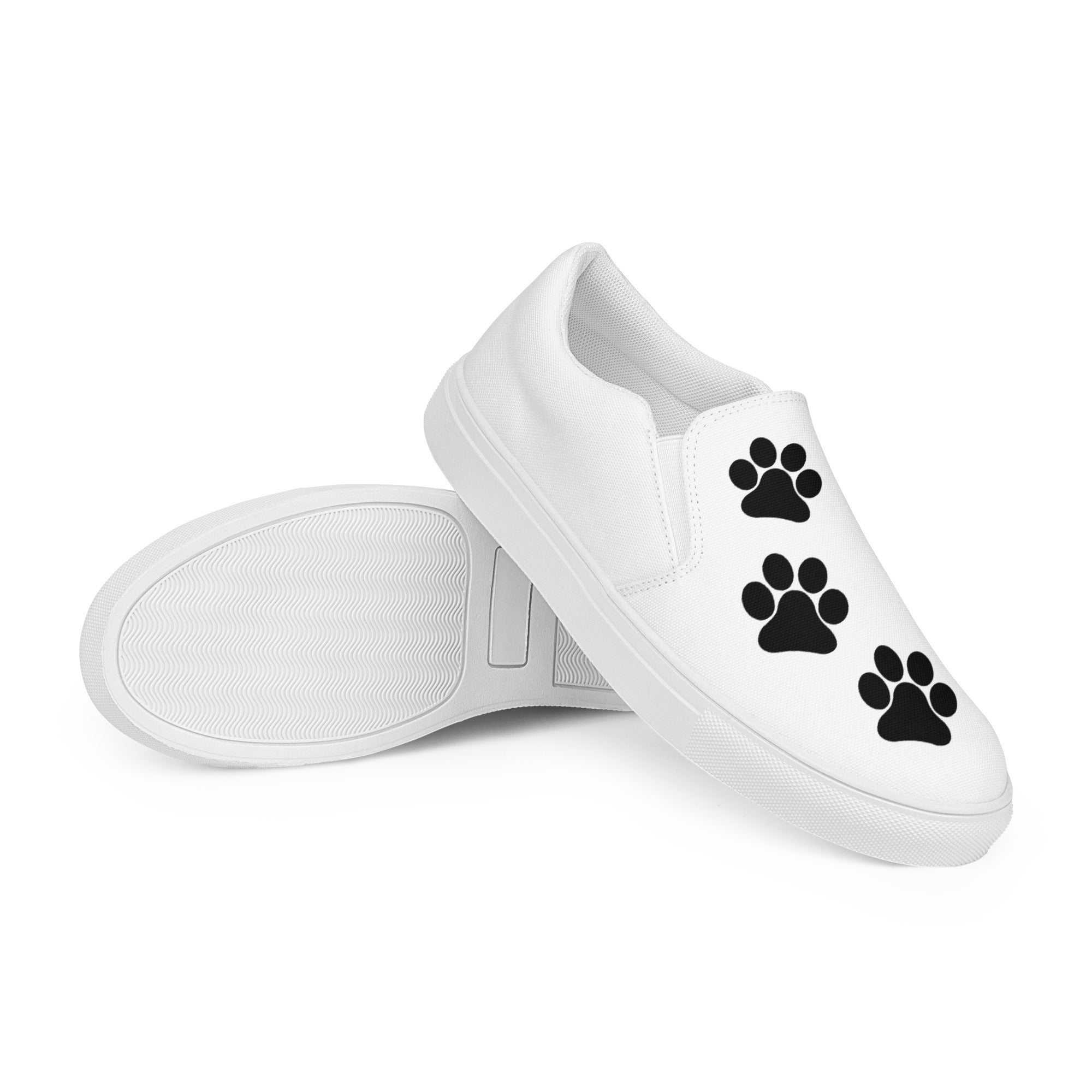 Men’s White slip-on Paw Print Shoes