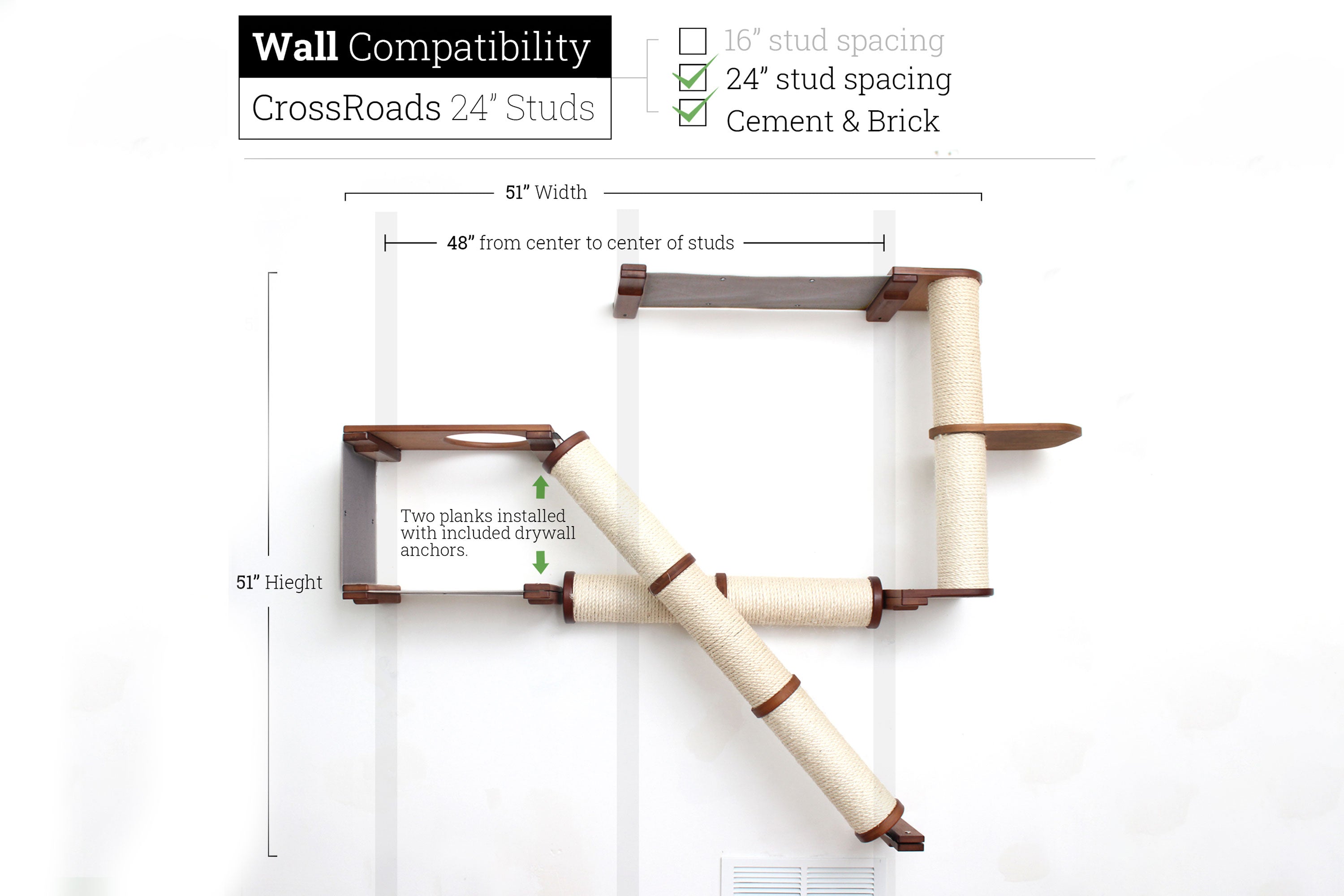 The Crossroads Wall Cat Scratcher - Cat Tree Condo - by Catastrophic Creations