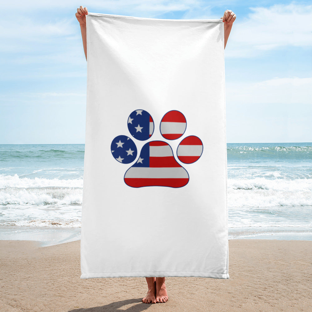 American Flag Paw Print Towel