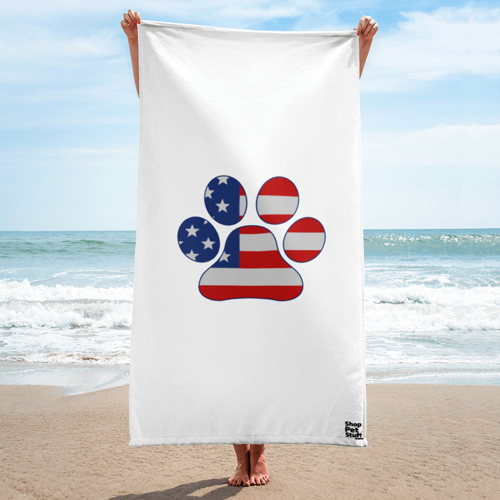 American Flag ShopPetStuff Paw Print Towel