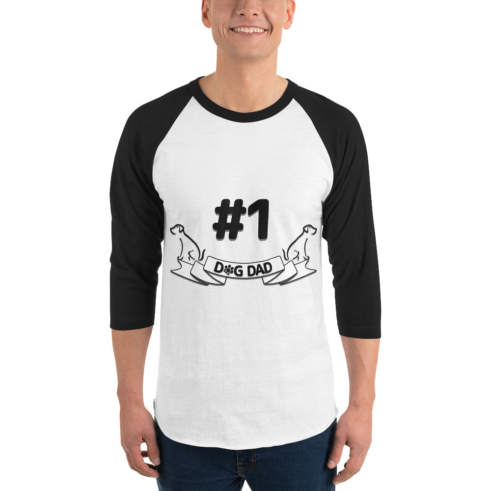 #1 Dog Dad 3/4 Sleeve Tee