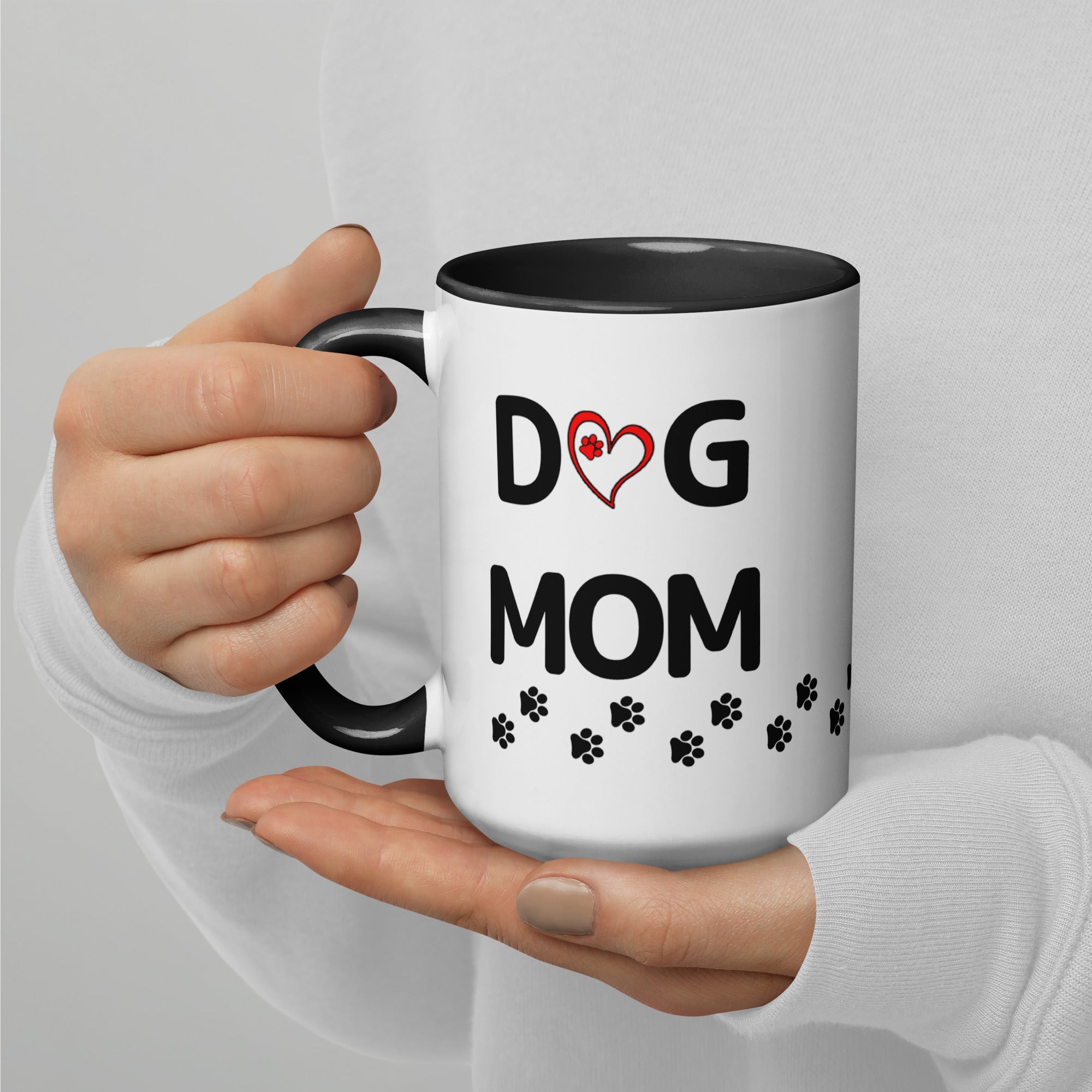 Dog Mom Paw Print Mug with Color Inside