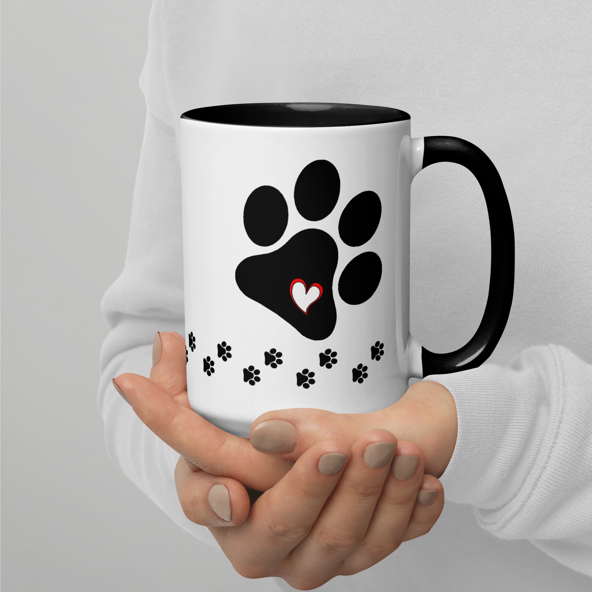 Dog Mom Paw Print Mug with Color Inside