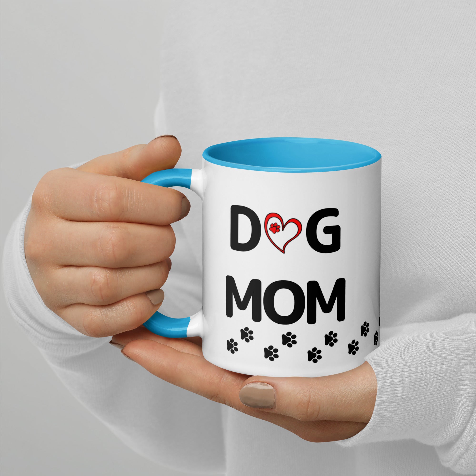 Dog Mom Paw Print Mug with Color Inside