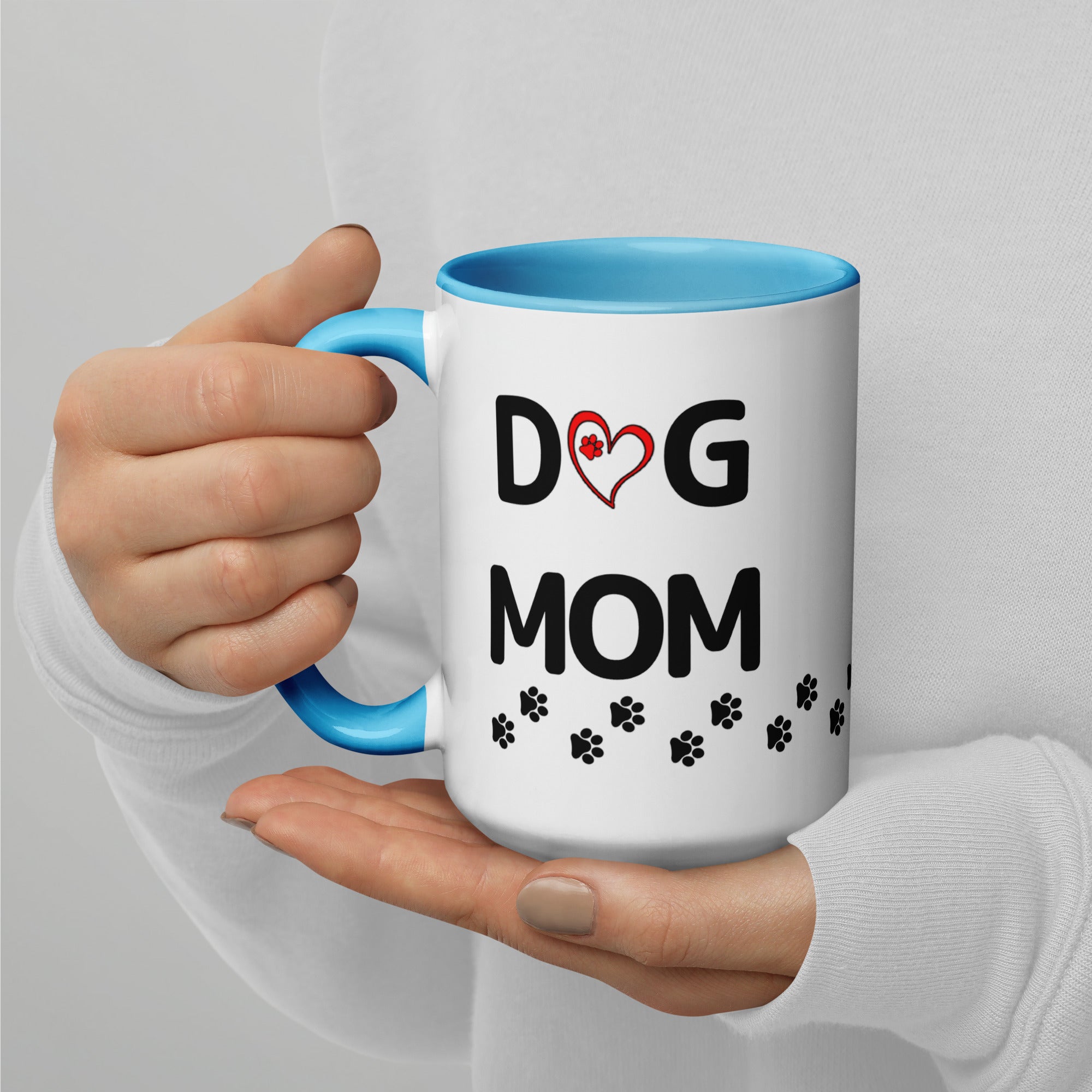 Dog Mom Paw Print Mug with Color Inside