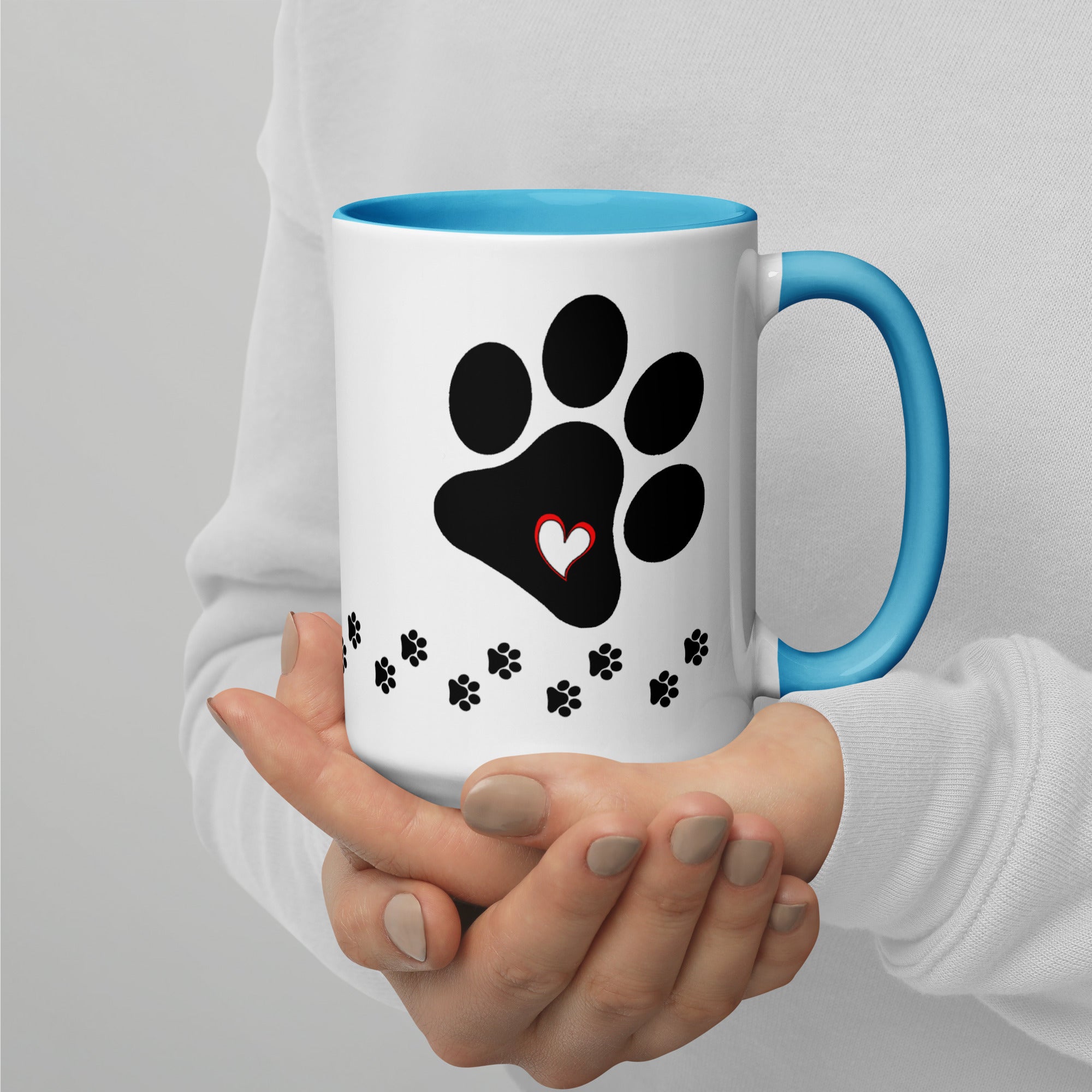 Dog Mom Paw Print Mug with Color Inside