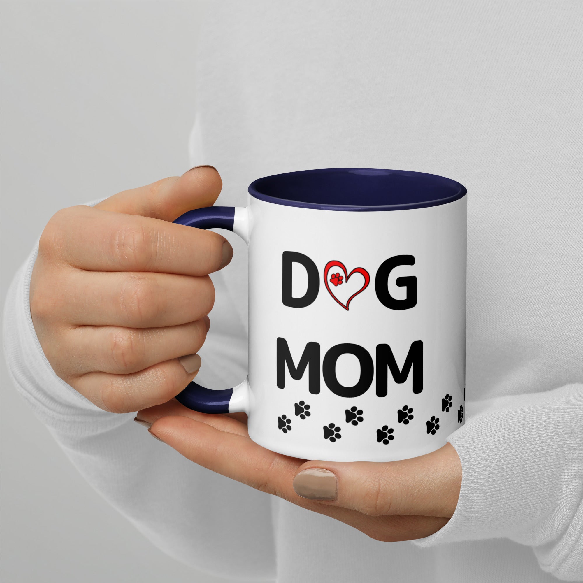 Dog Mom Paw Print Mug with Color Inside