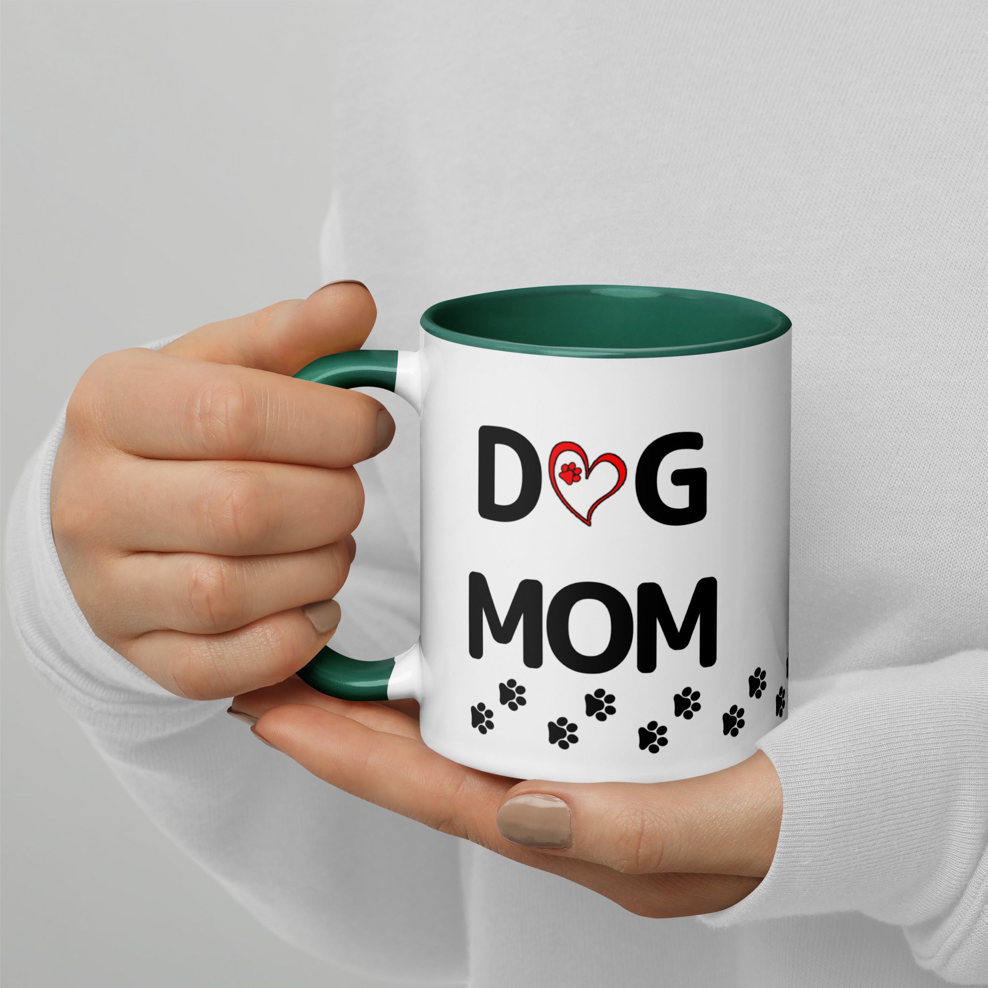 Dog Mom Paw Print Mug with Color Inside