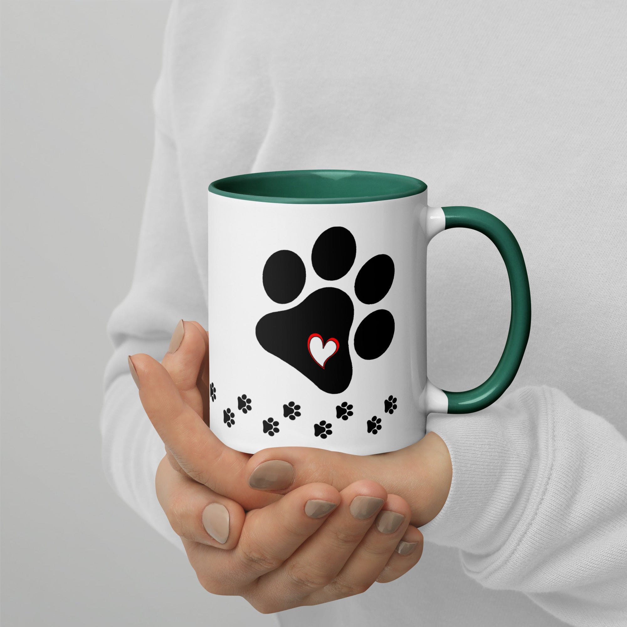 Dog Mom Paw Print Mug with Color Inside