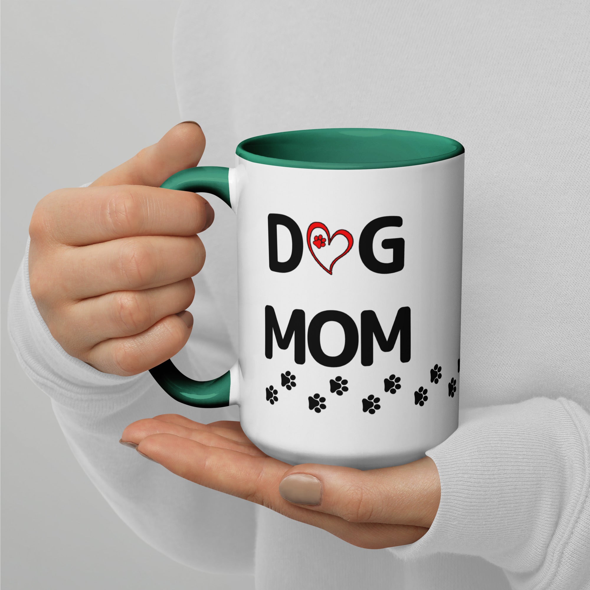 Dog Mom Paw Print Mug with Color Inside