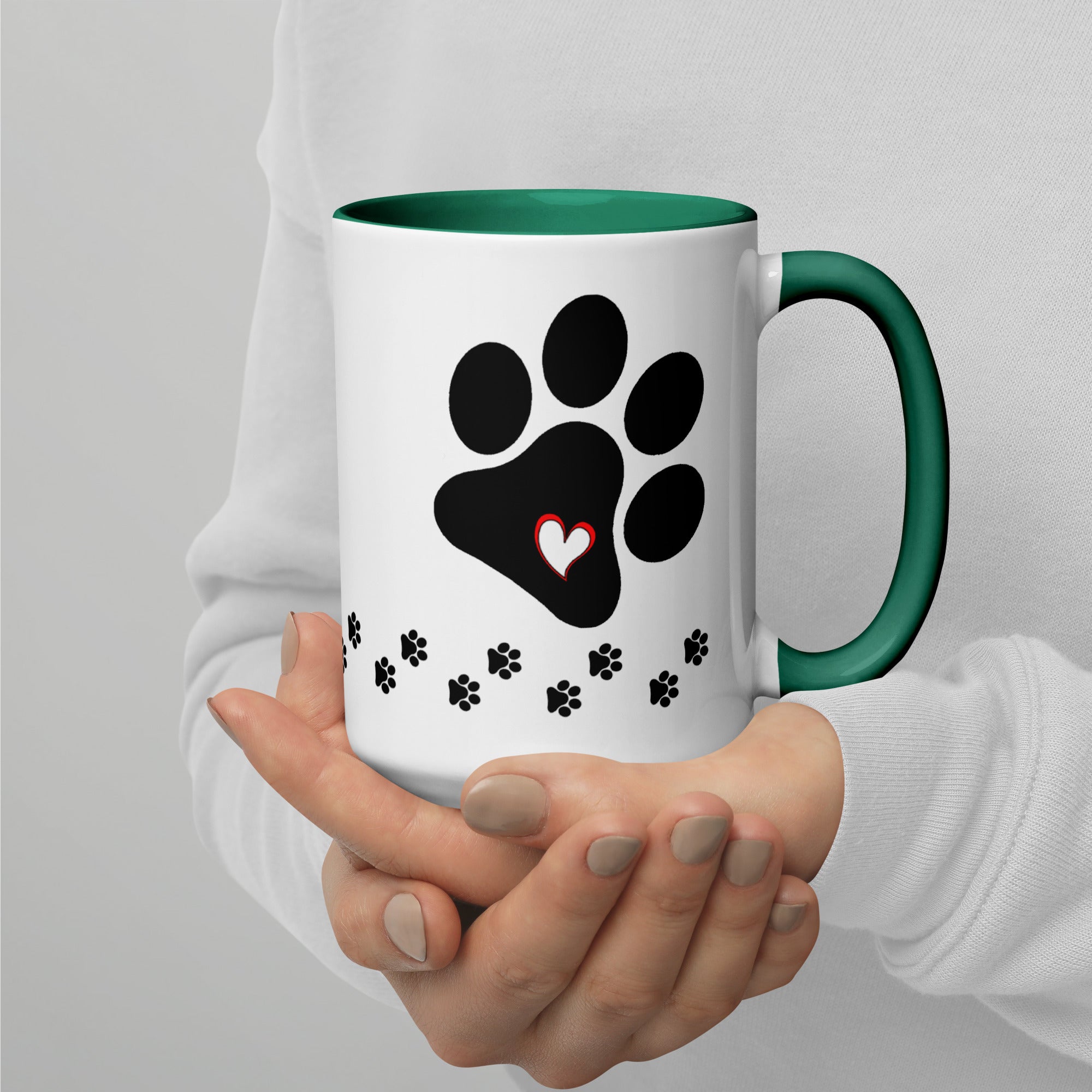 Dog Mom Paw Print Mug with Color Inside