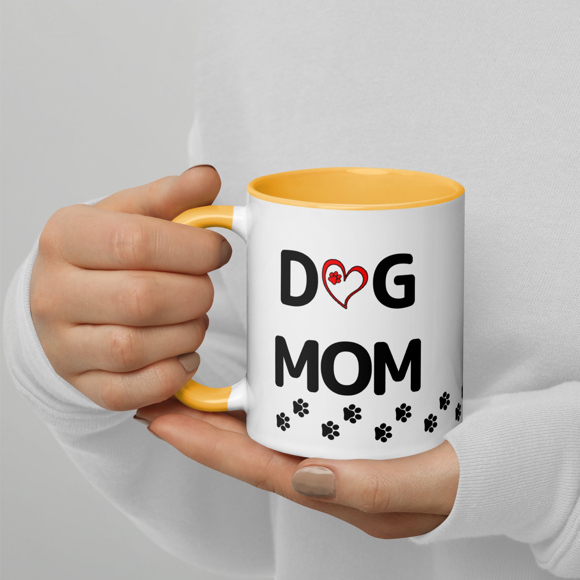 Dog Mom Paw Print Mug with Color Inside