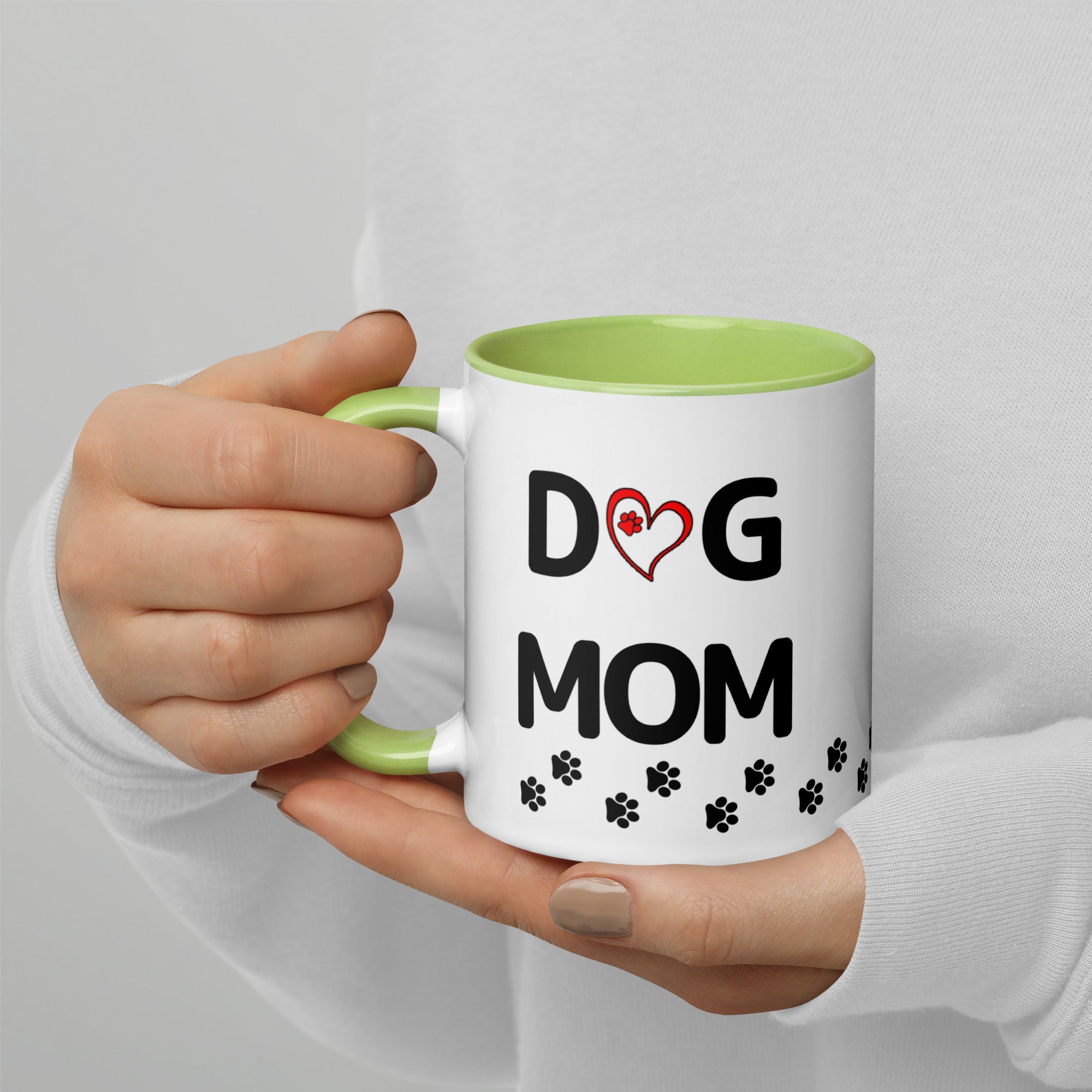 Dog Mom Paw Print Mug with Color Inside