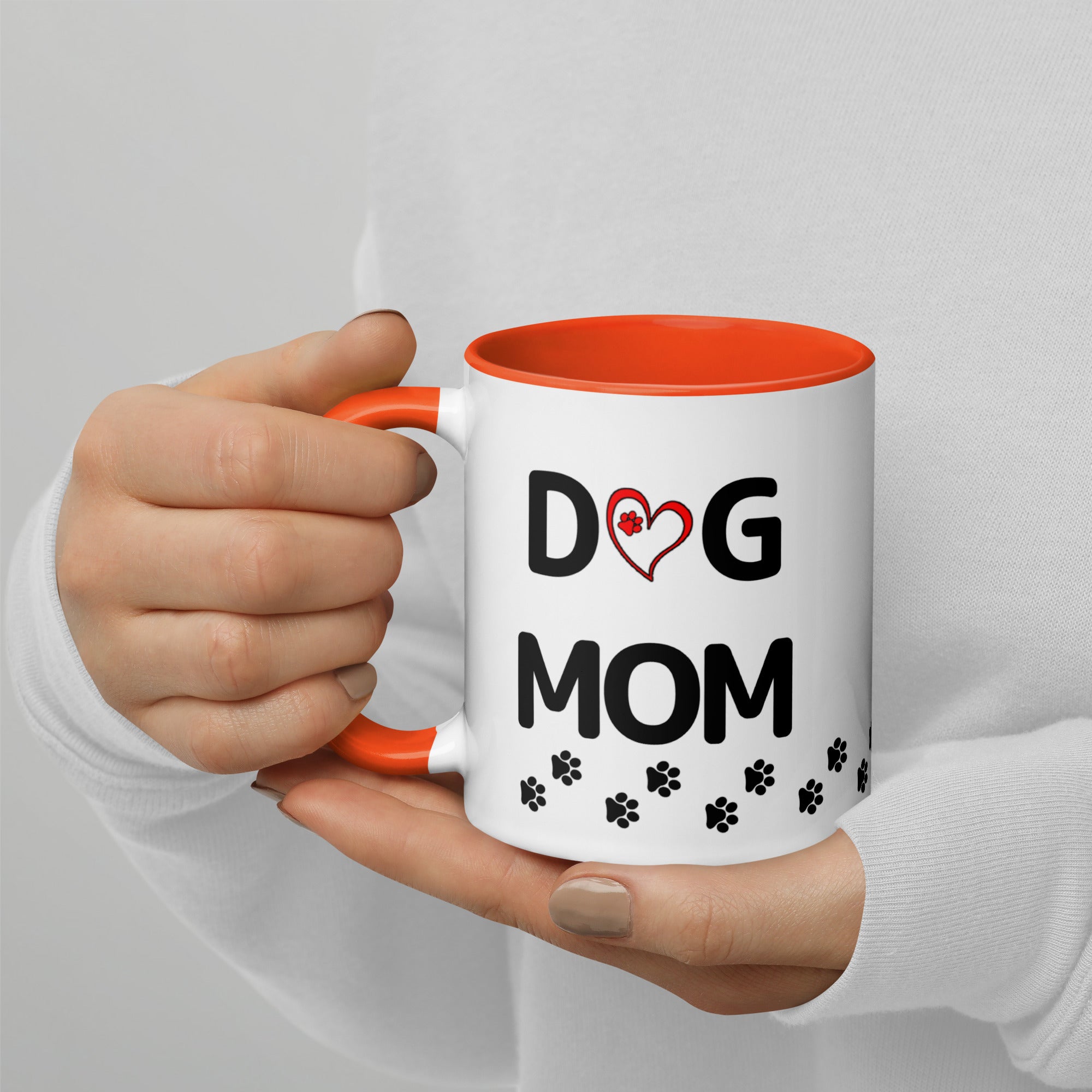 Dog Mom Paw Print Mug with Color Inside