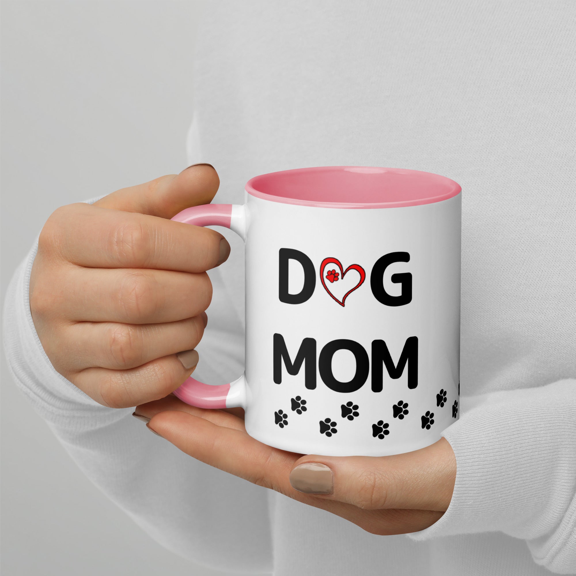 Dog Mom Paw Print Mug with Color Inside