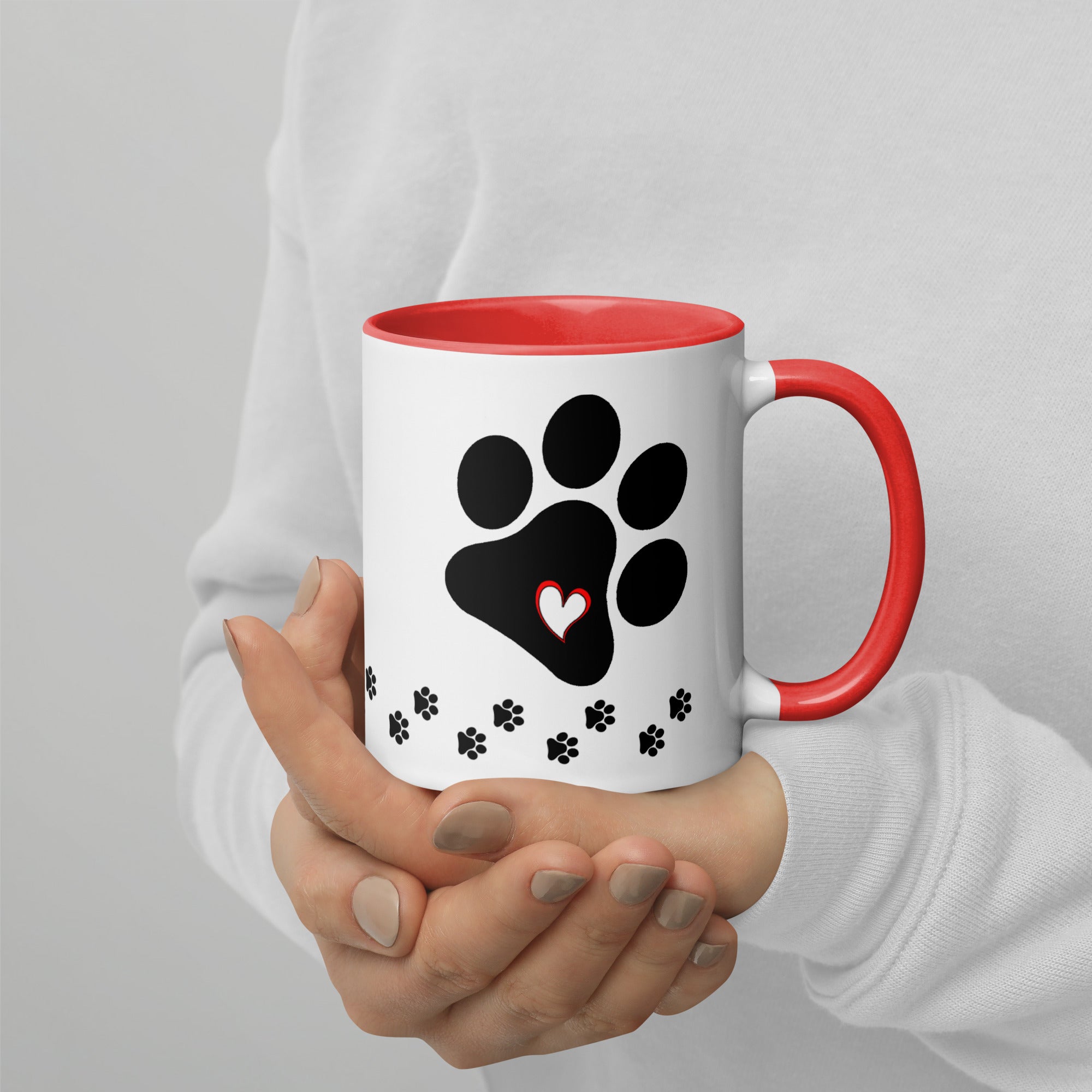 Dog Mom Paw Print Mug with Color Inside