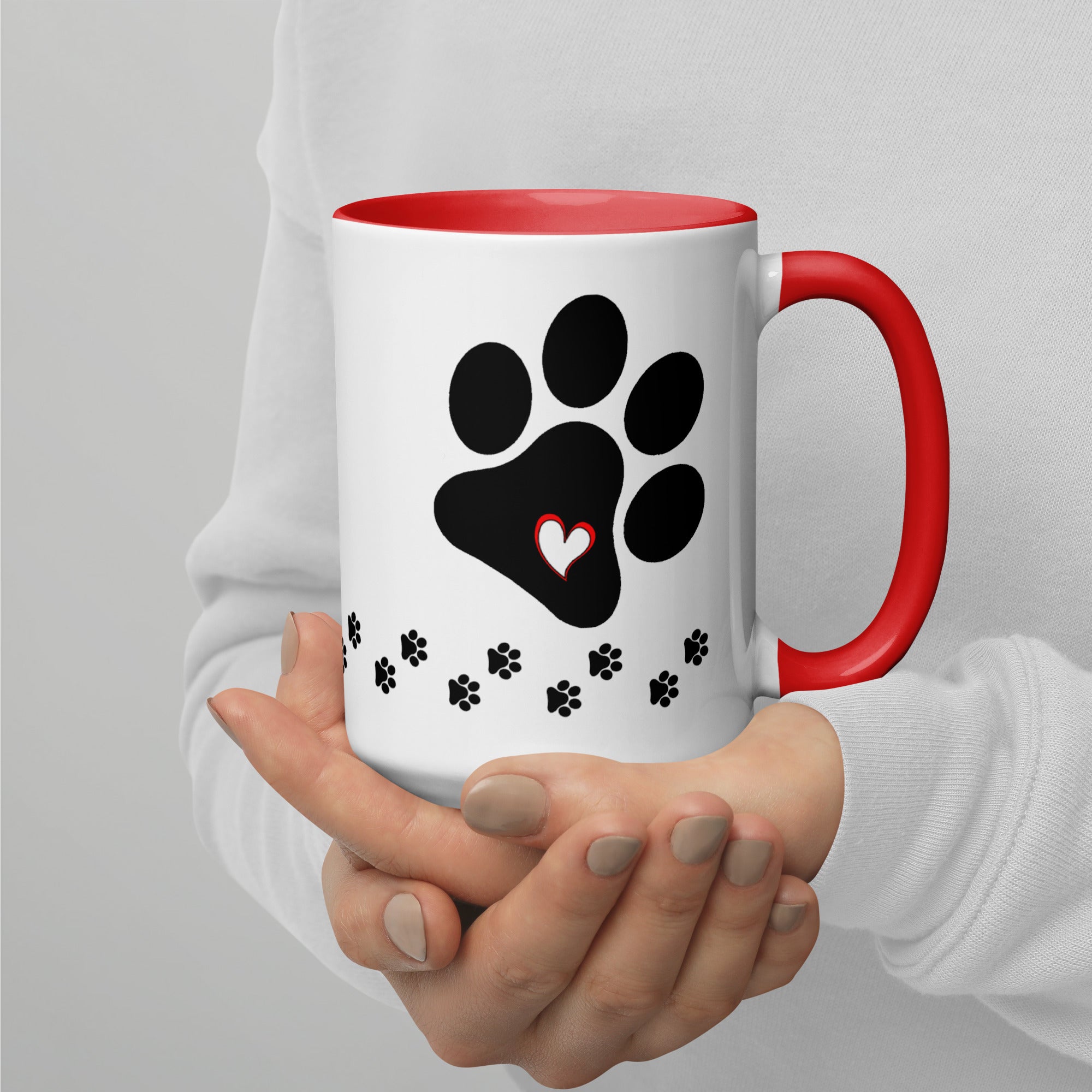 Dog Mom Paw Print Mug with Color Inside