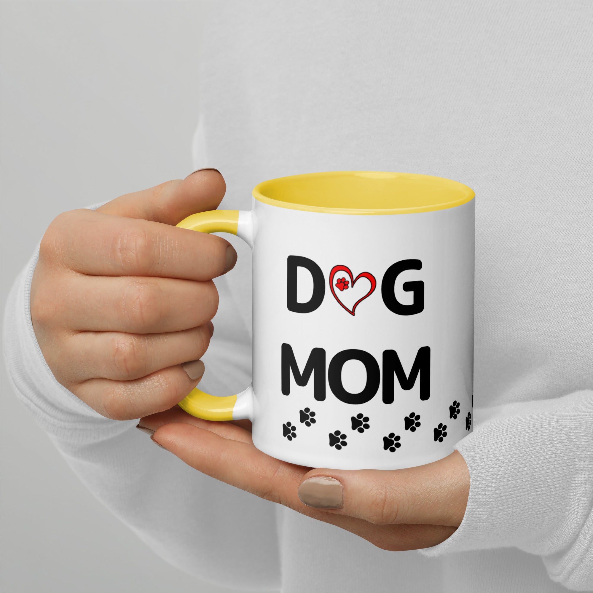 Dog Mom Paw Print Mug with Color Inside