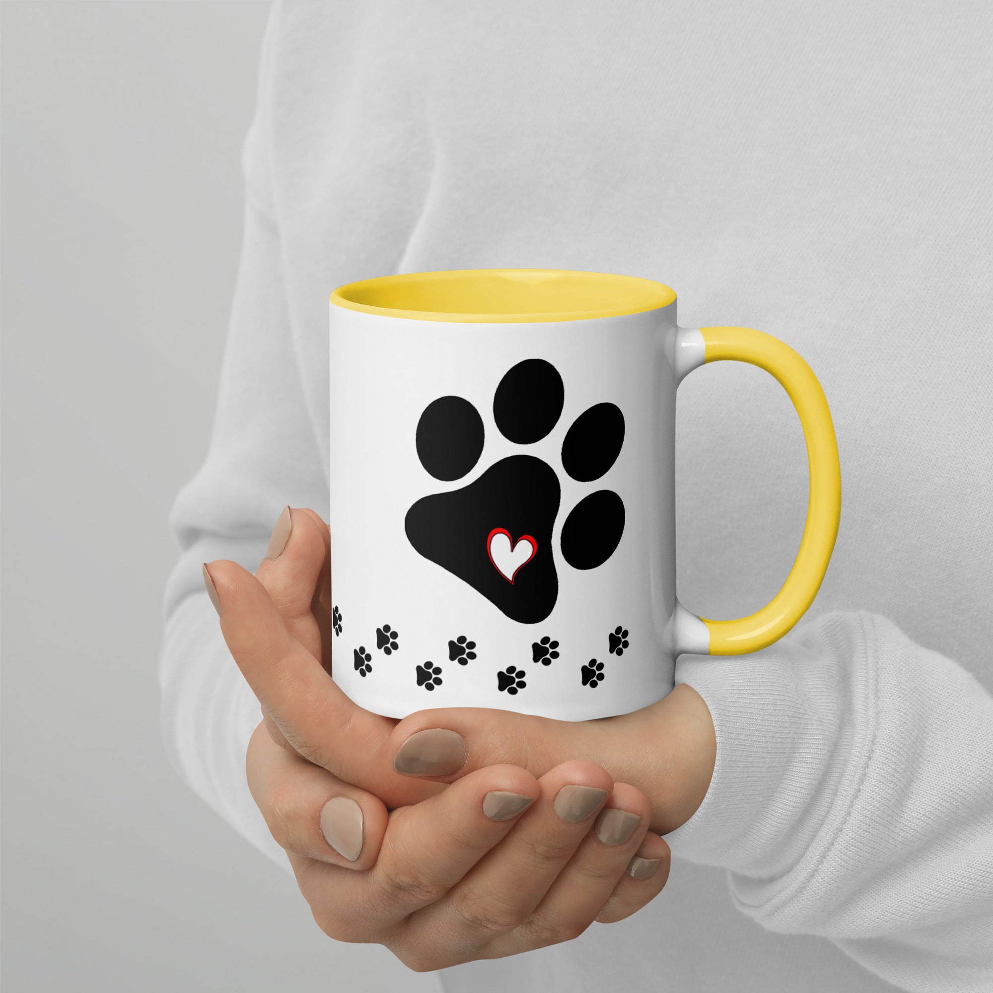 Dog Mom Paw Print Mug with Color Inside