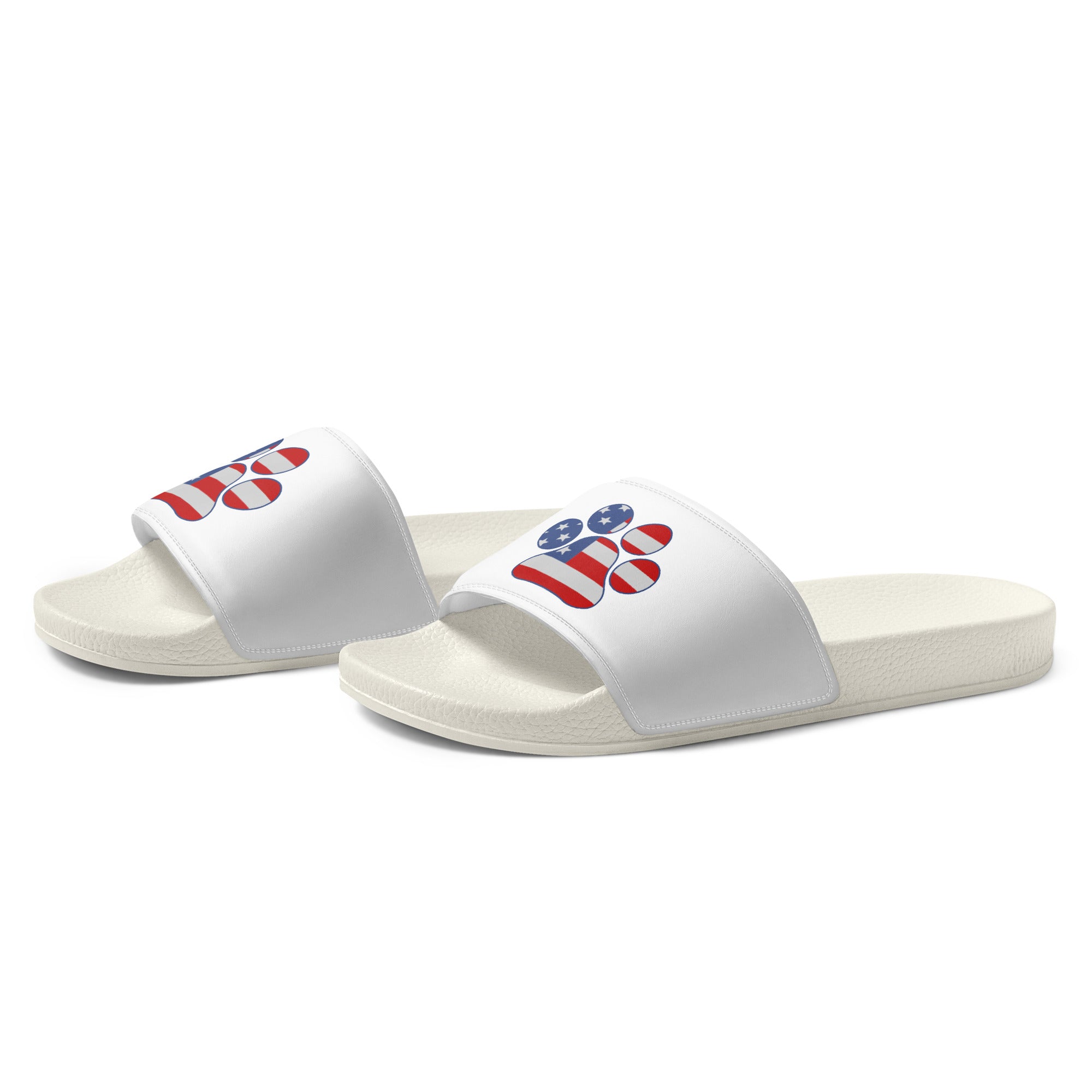 Women's White Paw Slides