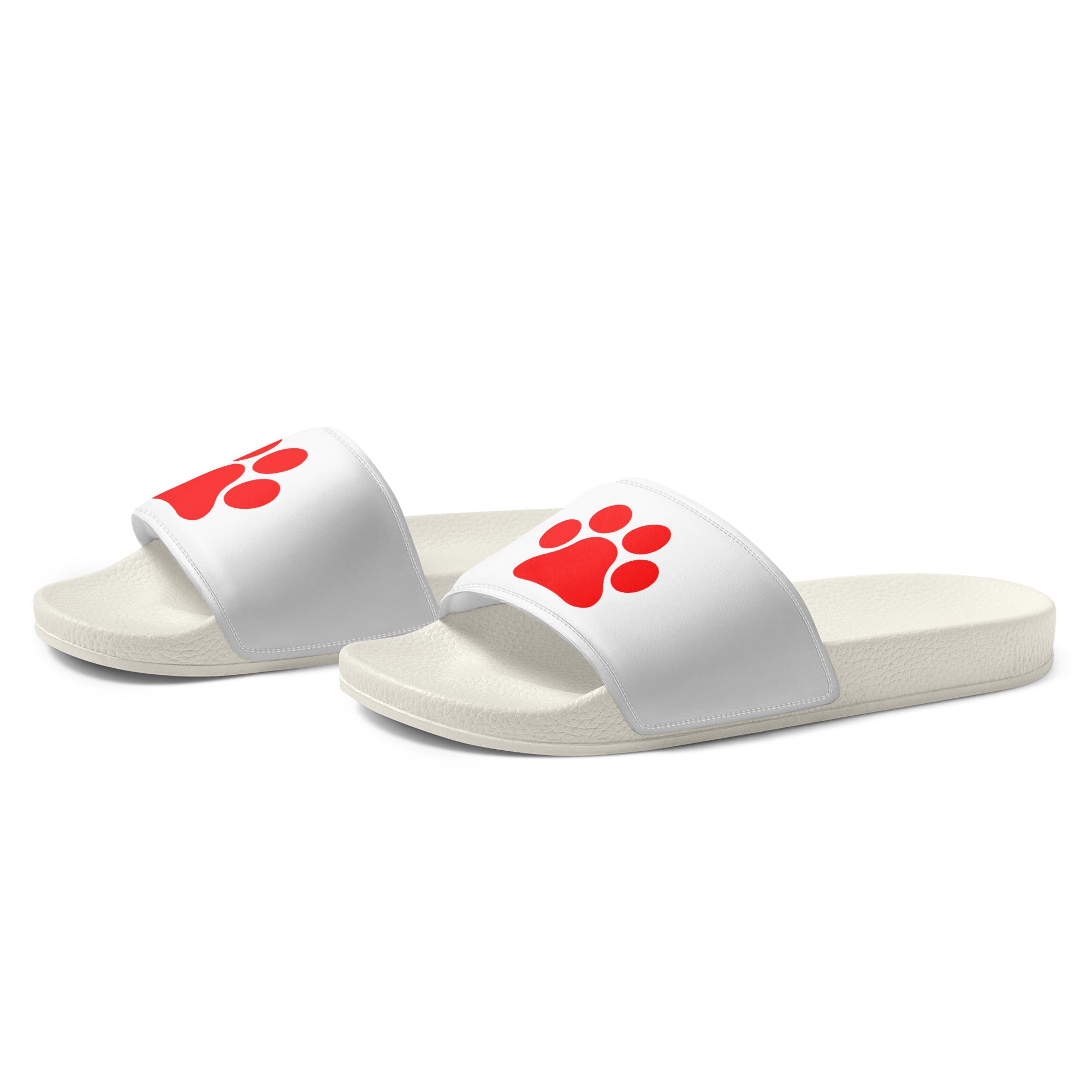 Women's White Paw Slides