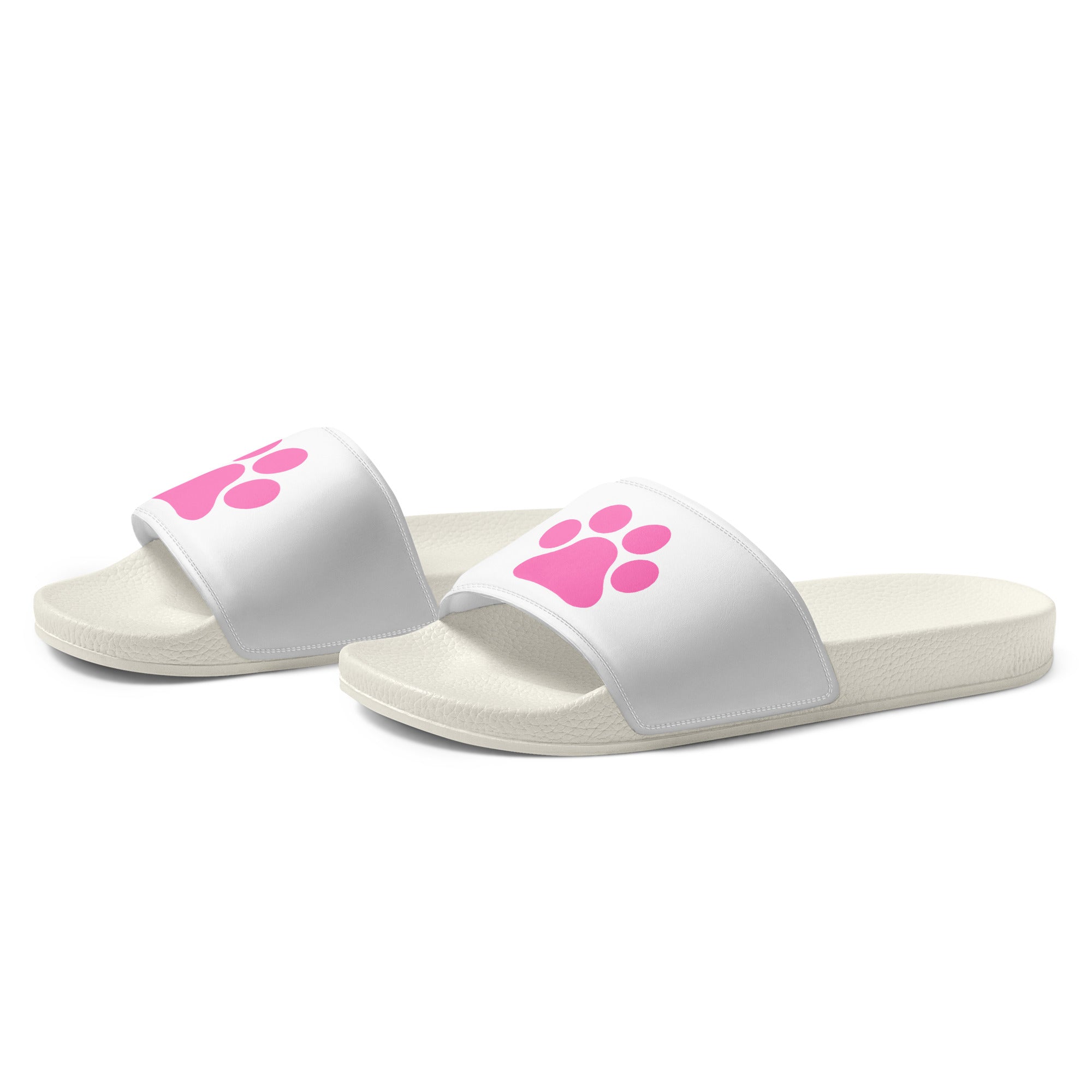 Women's White Paw Slides