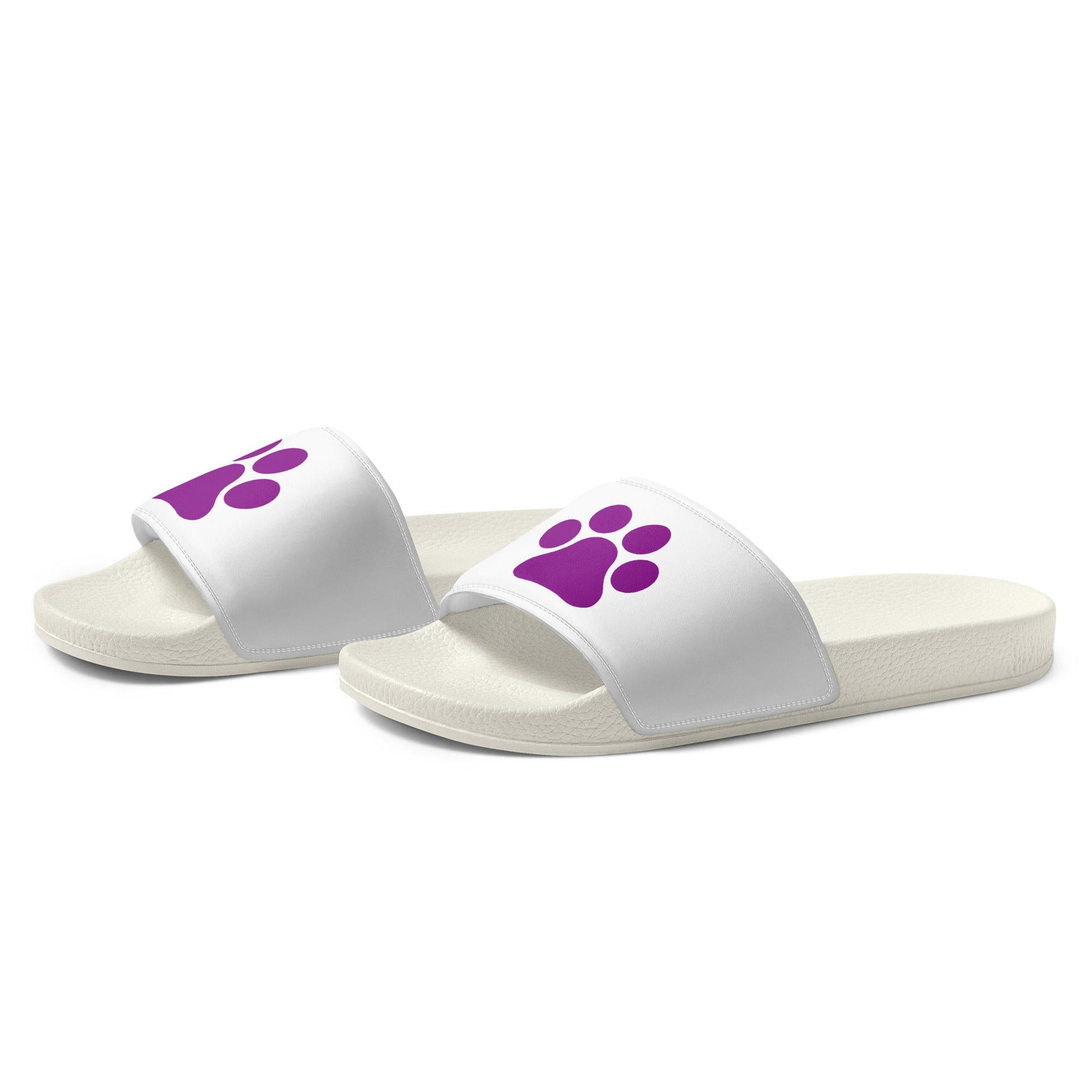 Women's White Paw Slides