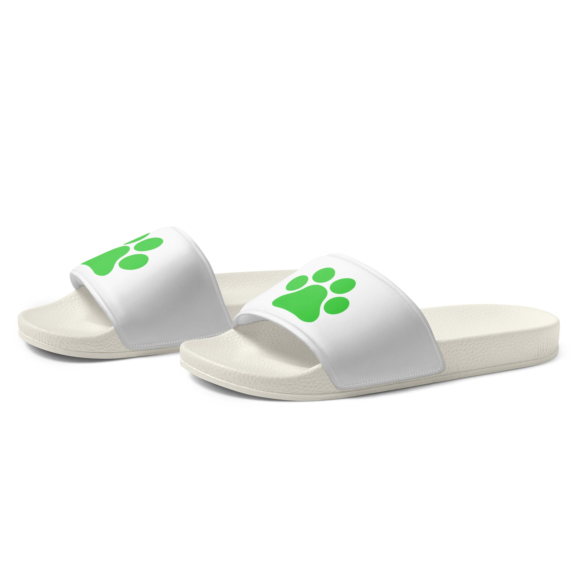 Women's White Paw Slides