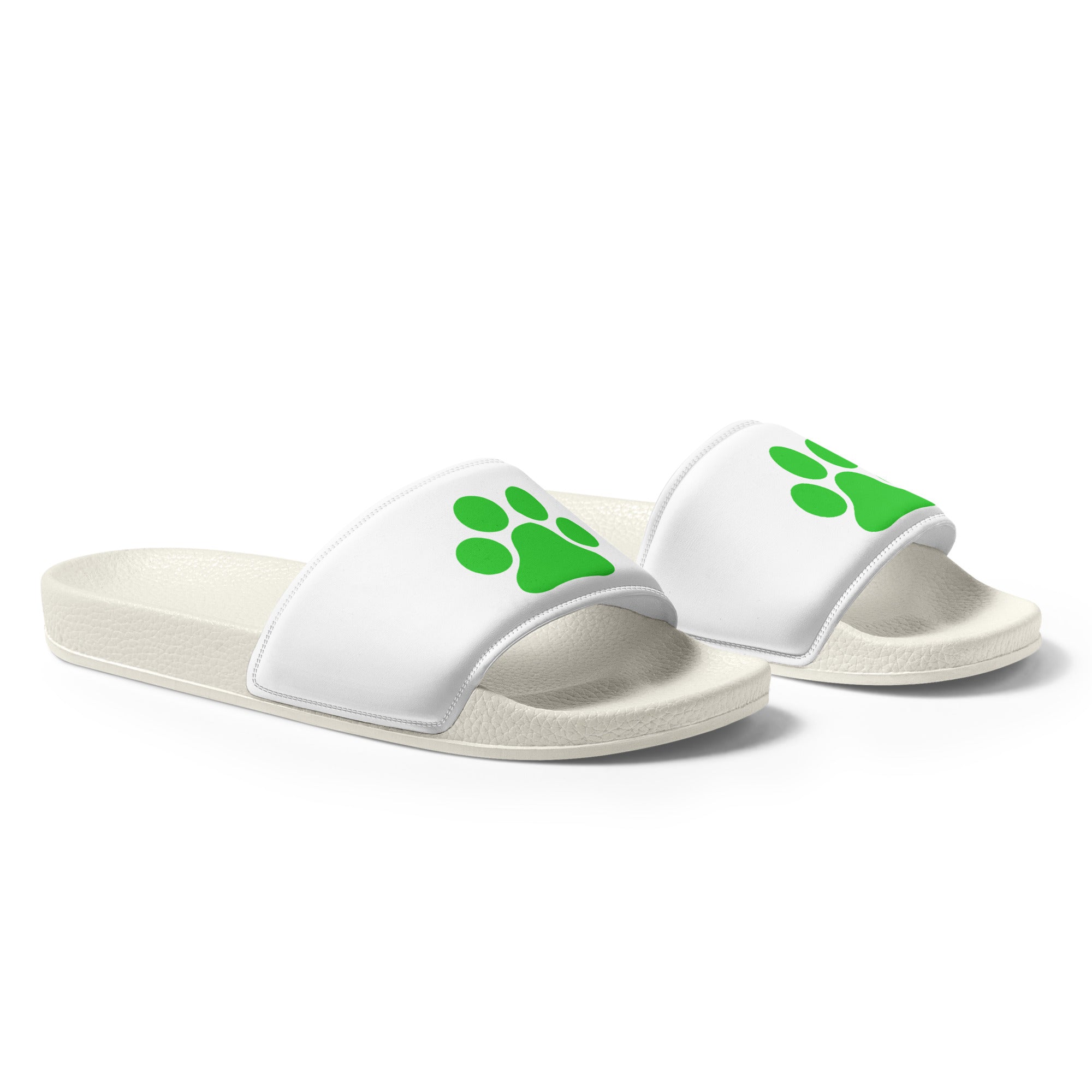 Women's White Paw Slides