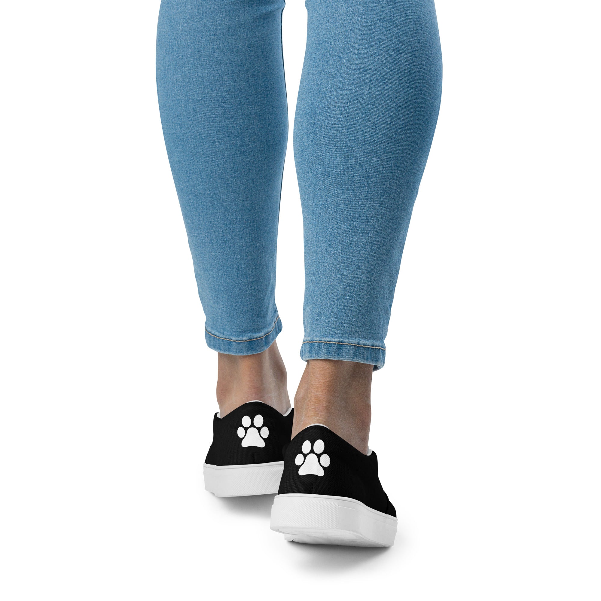 Women’s Black slip-on Paw Print Shoes